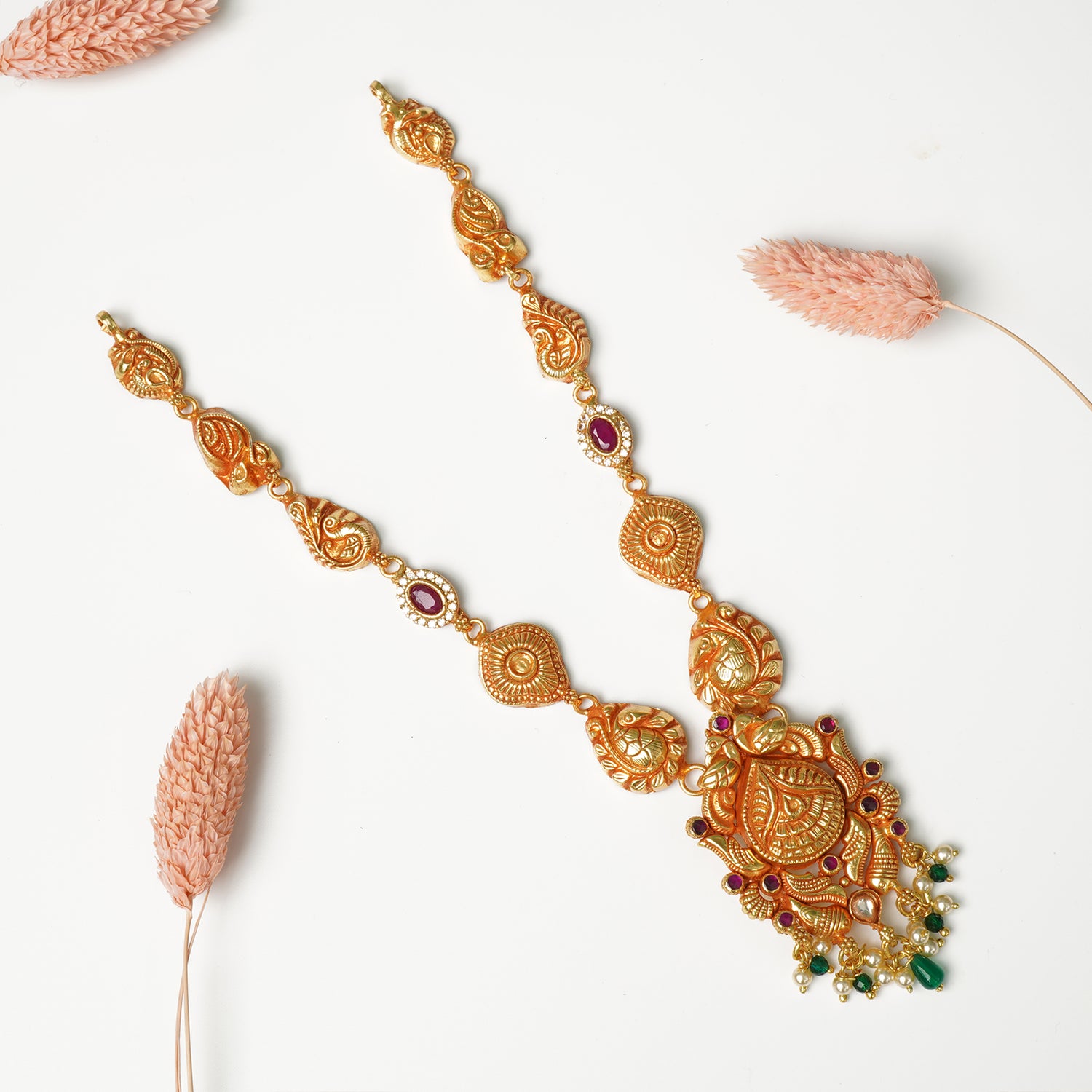 Shop and buy Pure 925 Silver Gheru Gold Plated Light Weight Necklace Design