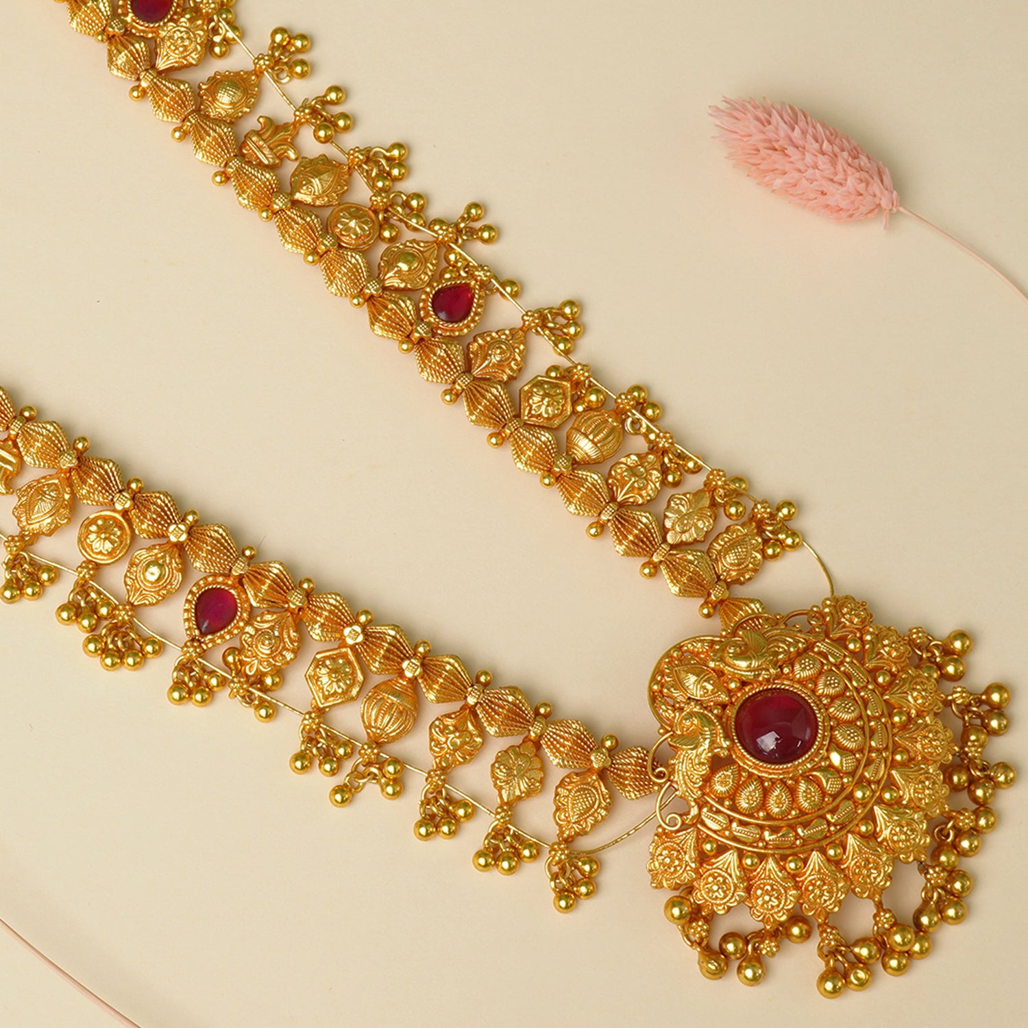 Pure 925 Silver Gold Plated Gheru Kolhapuri Saaj Necklace Design Online