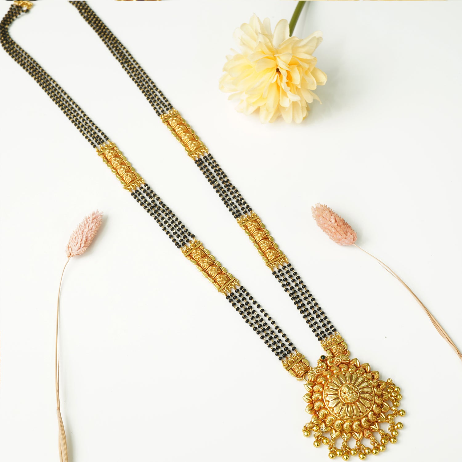 Shop Online Silver Long Mangalsutra Design Gold Plated And Gheru Finished