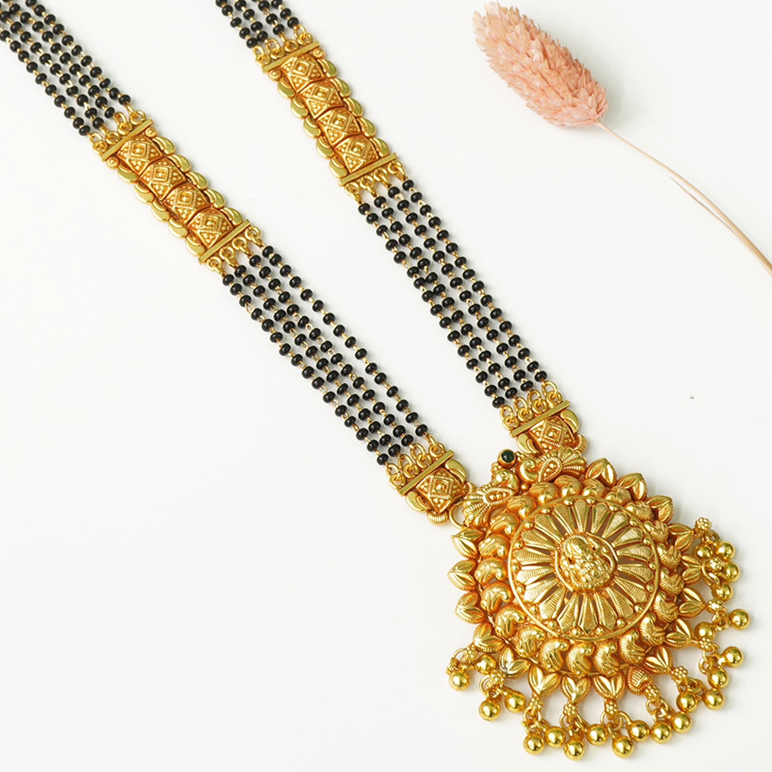 Shop Online Silver Long Mangalsutra Design Gold Plated And Gheru Finished