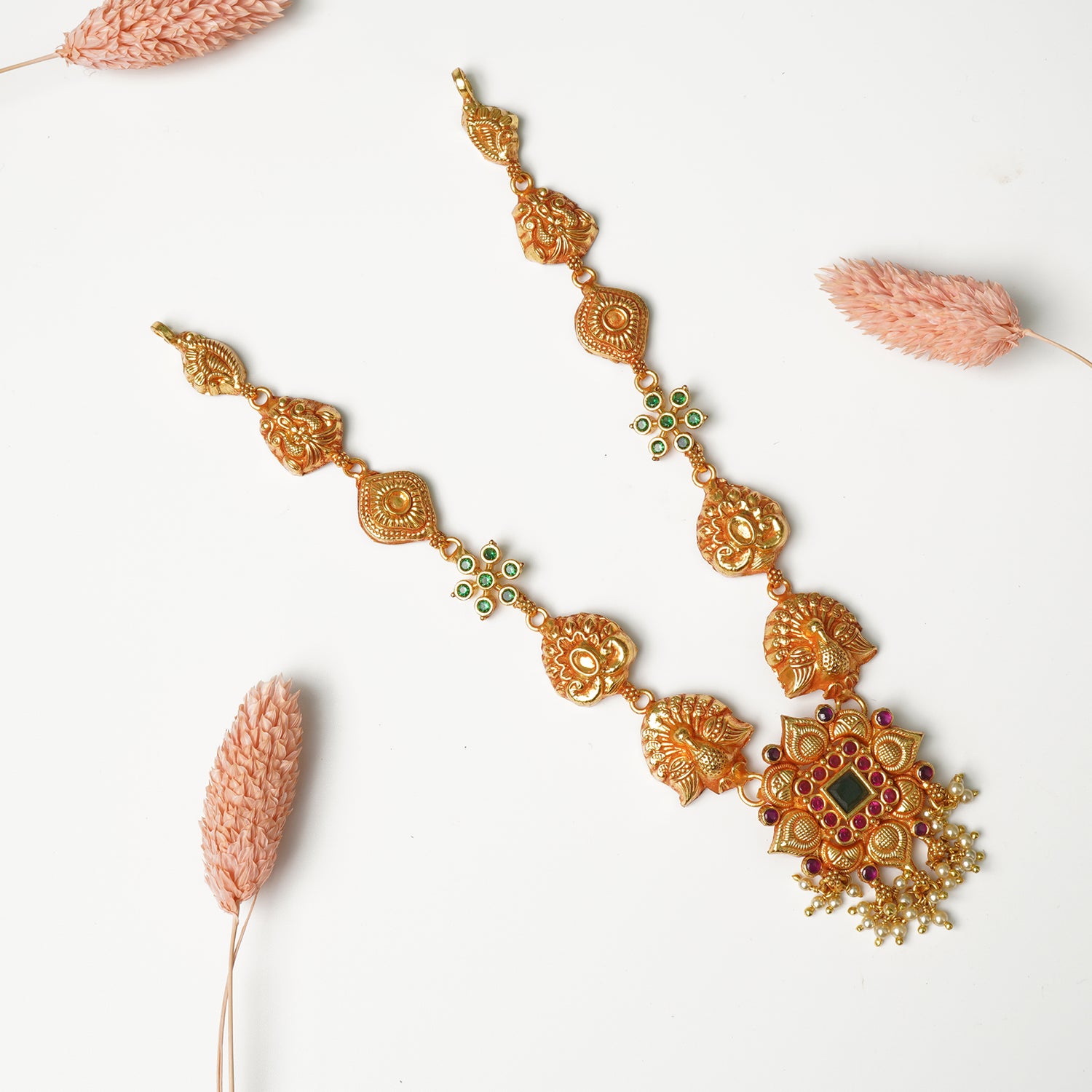 Pure 925 Silver Gheru Gold Plated Light Weight Necklace Designs