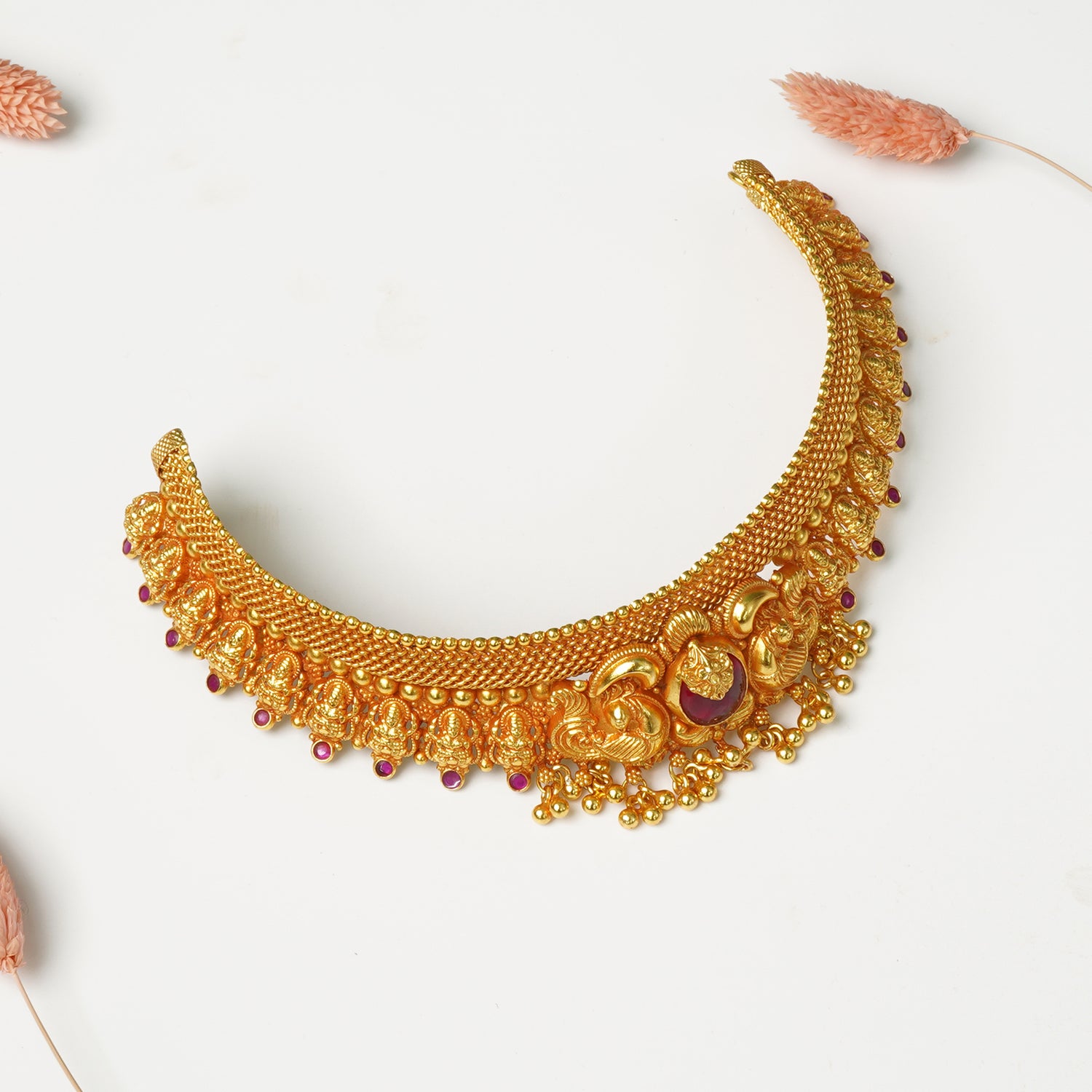 Pure 925 Silver Gheru Gold Plated Bridal Necklace