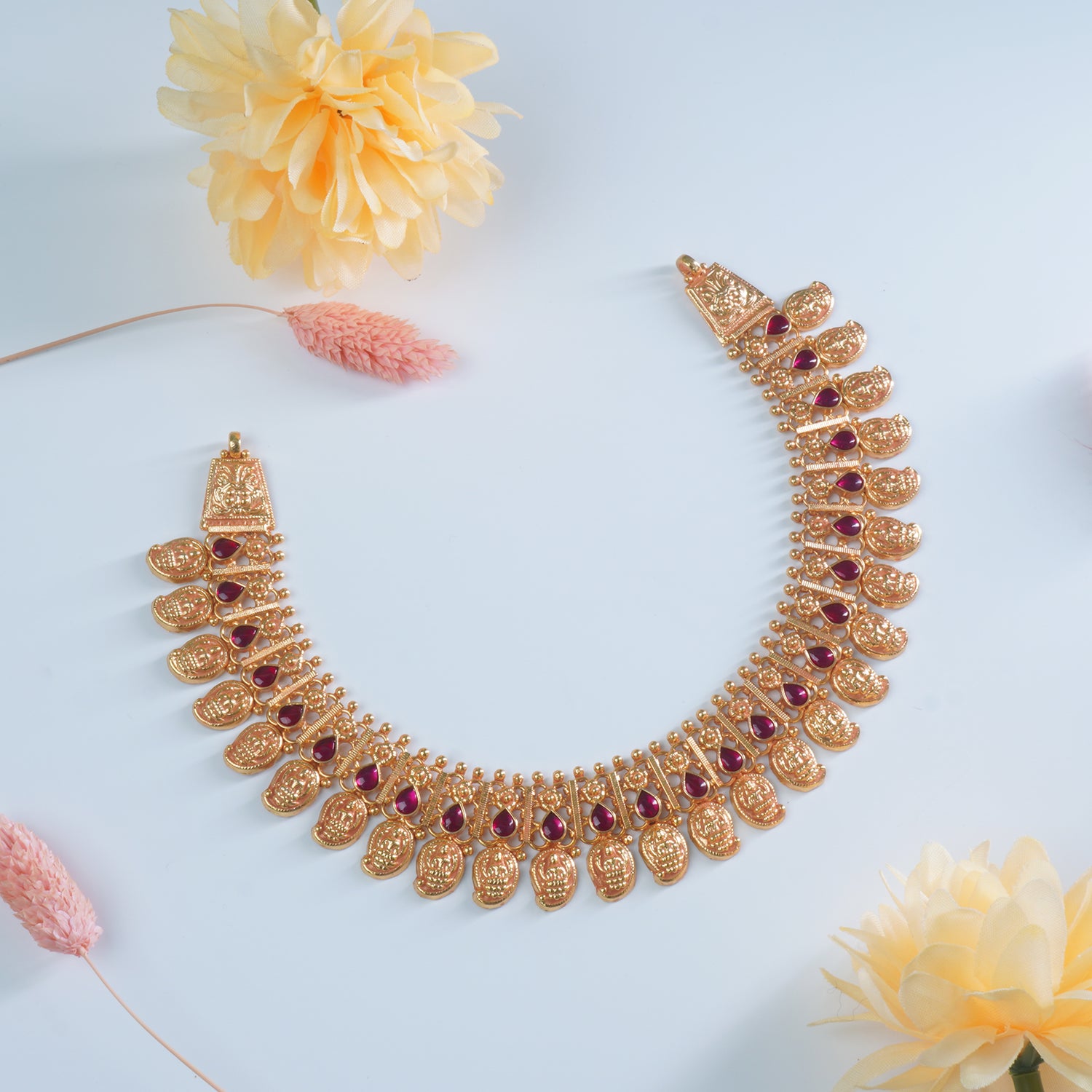 Silver Gold Plated Gheru Finish Koyri Laxmi Chattai Necklace