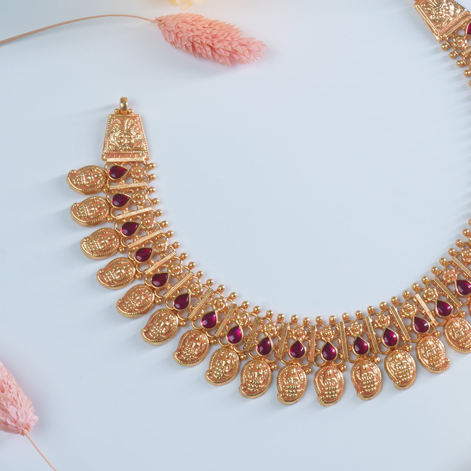 Silver Gold Plated Gheru Finish Koyri Laxmi Chattai Necklace