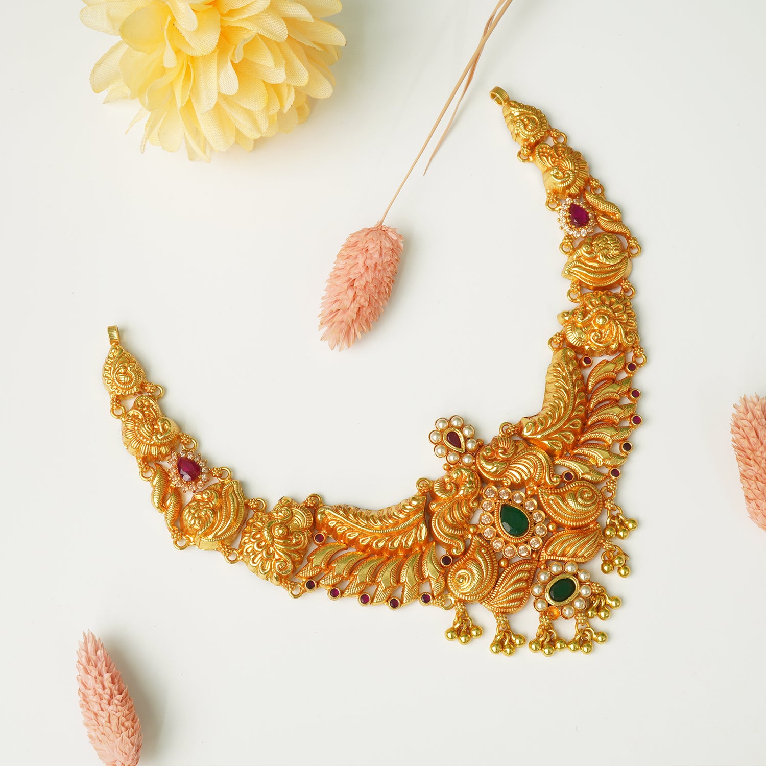 Buy Handmade Pure 925 Silver Gheru Gold Plated Necklace