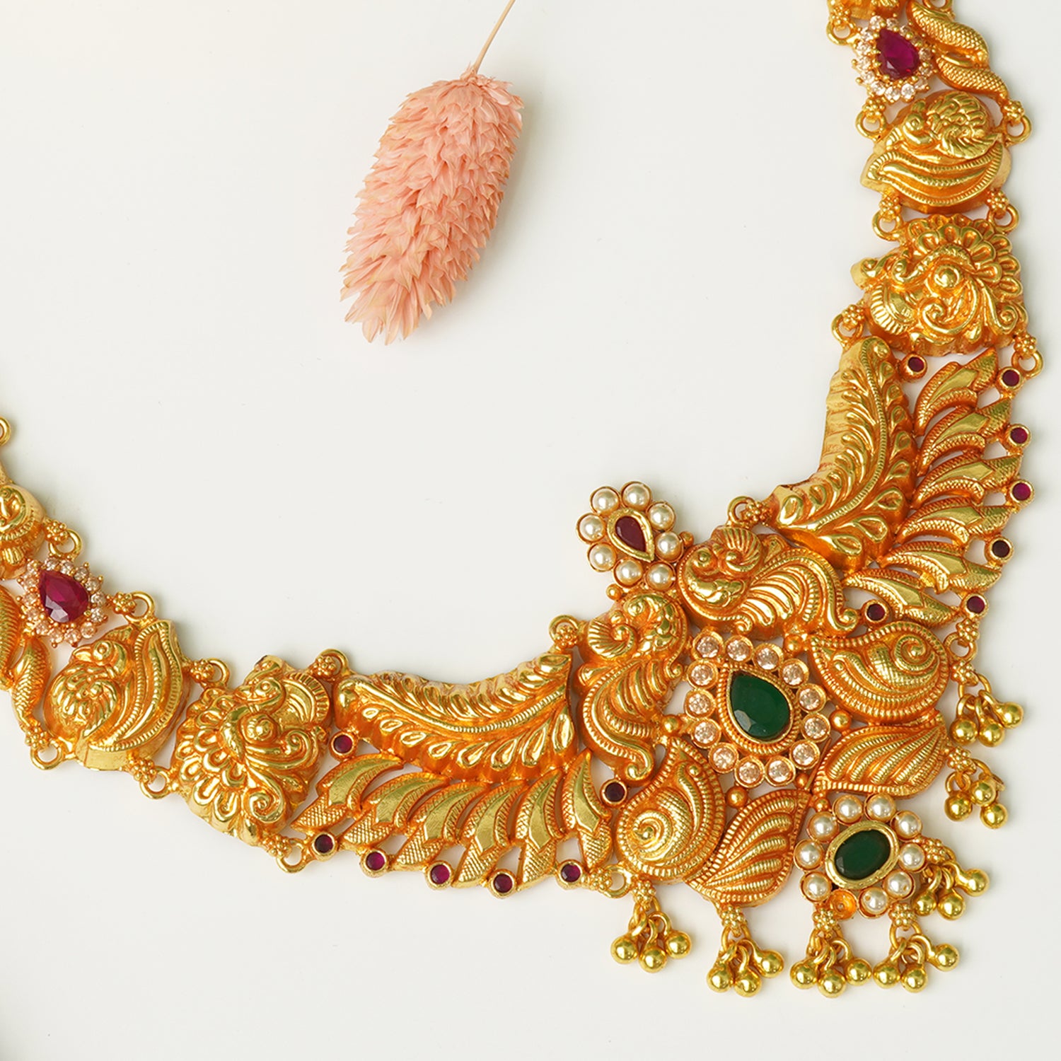 Buy Handmade Pure 925 Silver Gheru Gold Plated Necklace