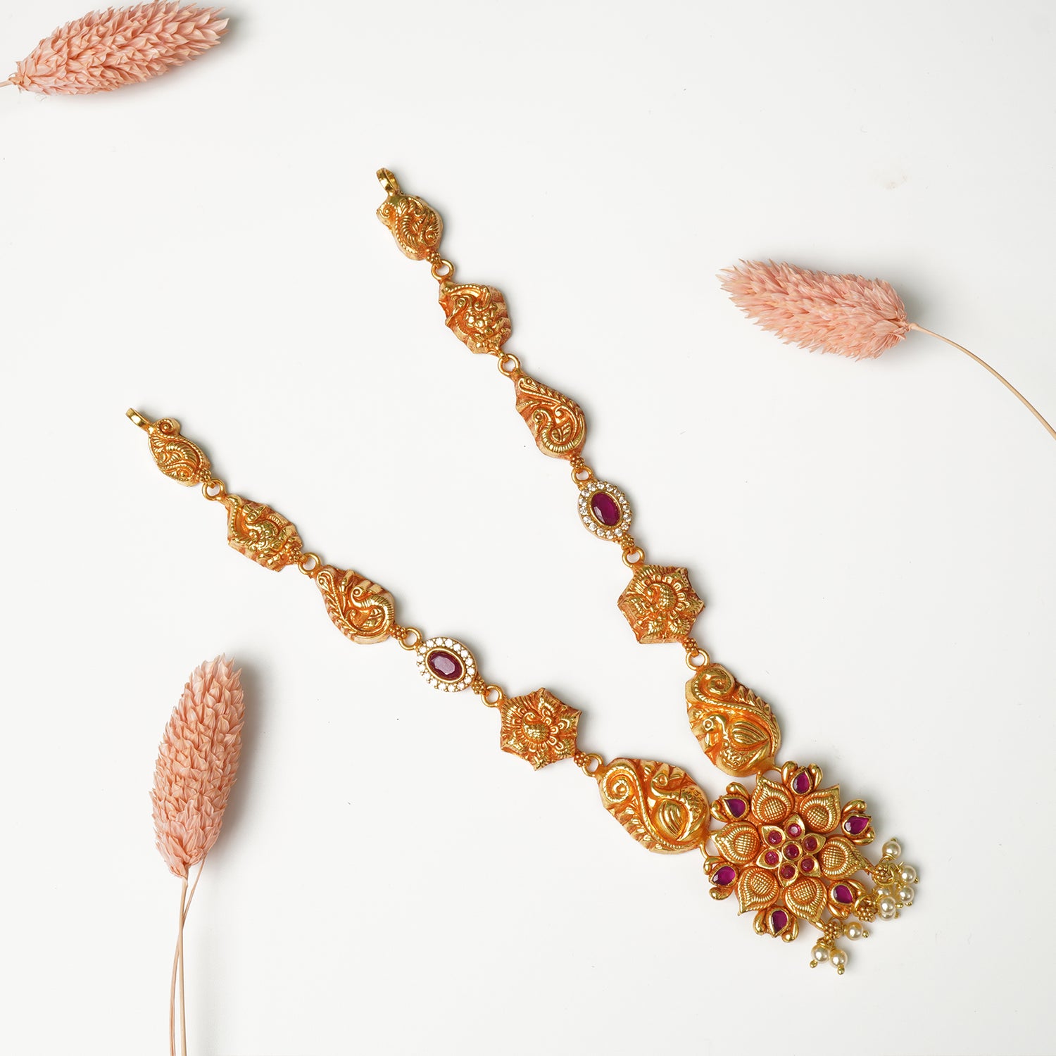 Pure 925 Silver Gheru Gold Plated Light Weight Necklace