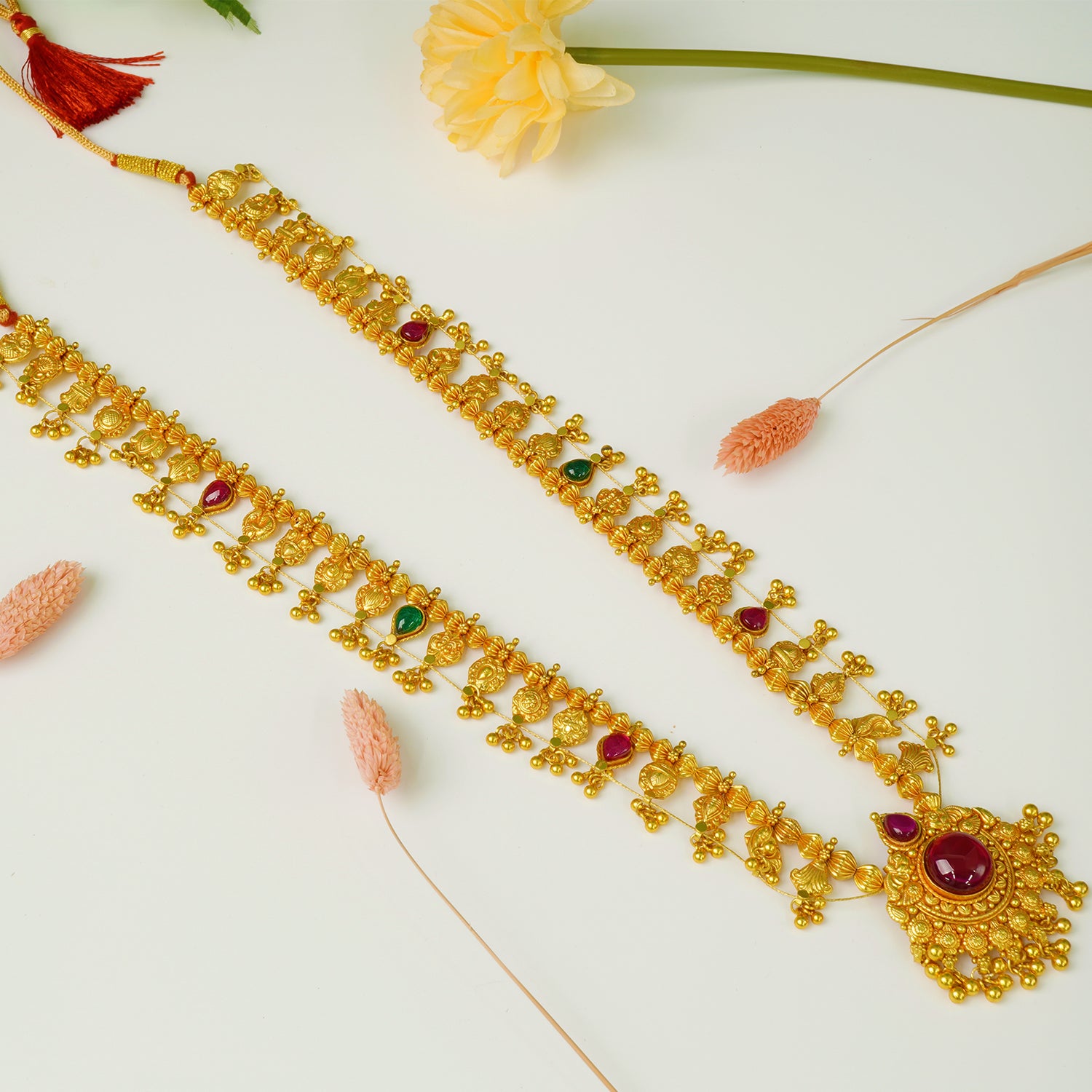 Gold Plated Silver Kolhapuri Saaj - Traditional Maharashtrian Jewellery