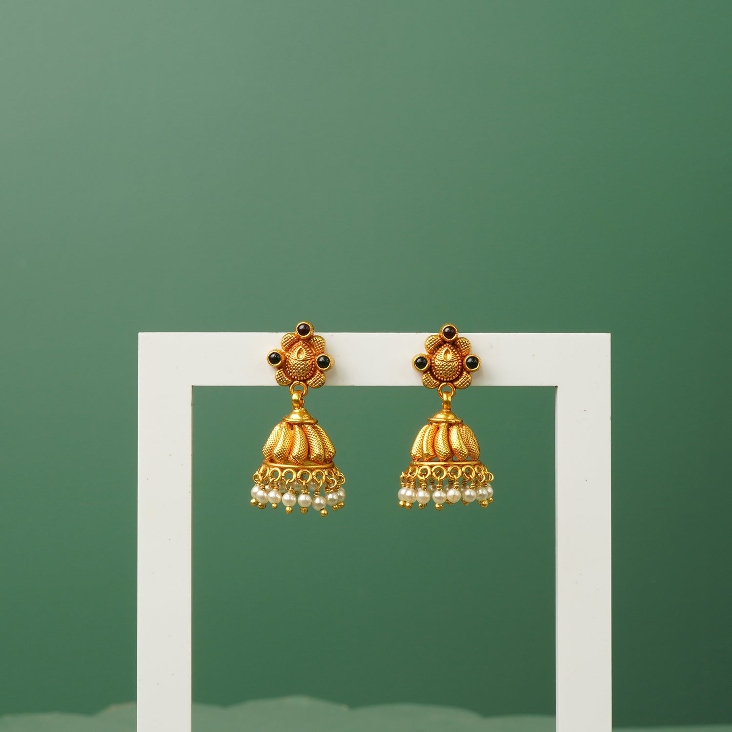 Gold Plated 925 Silver Jhumkas Online Gheru Finish