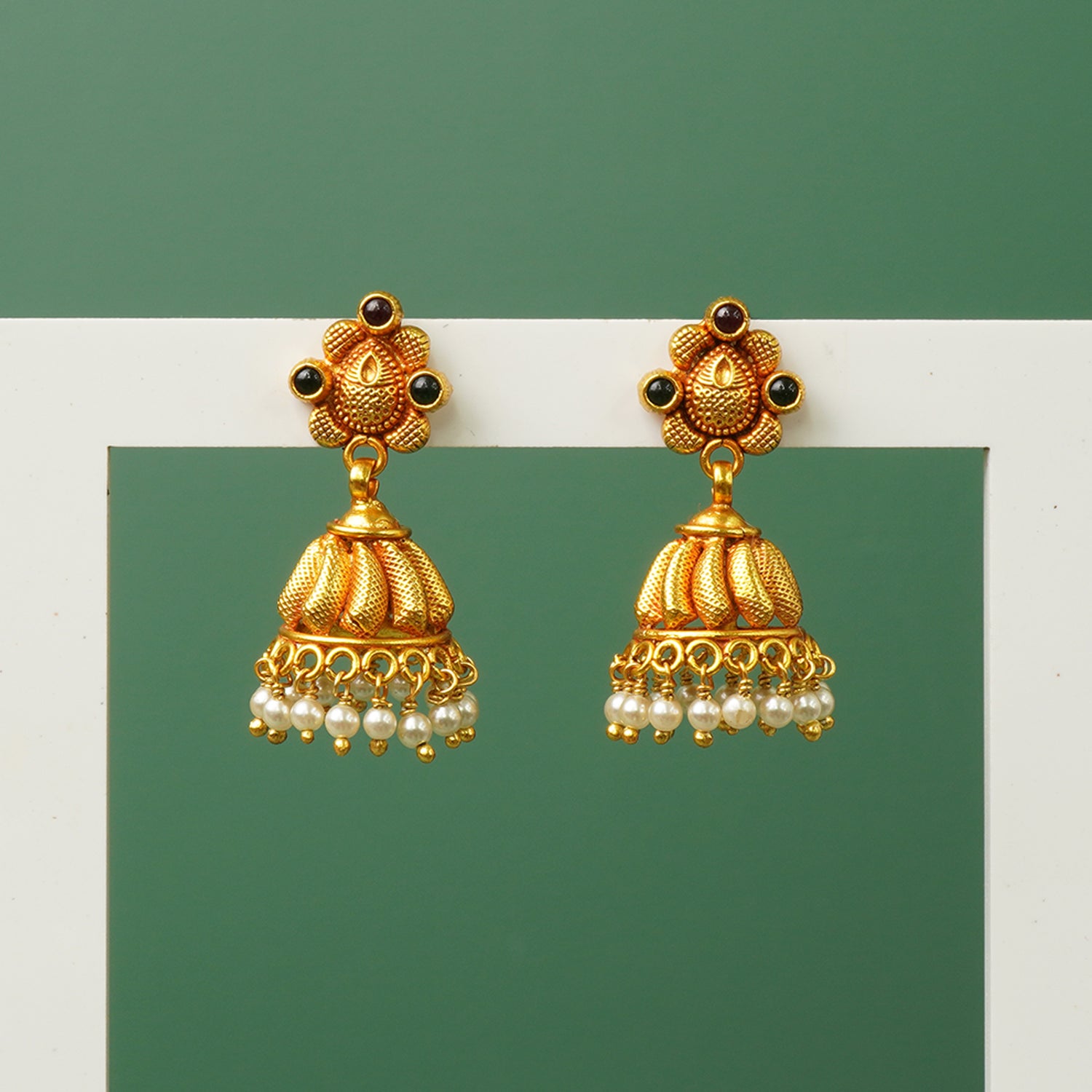 Gold Plated 925 Silver Jhumkas Online Gheru Finish
