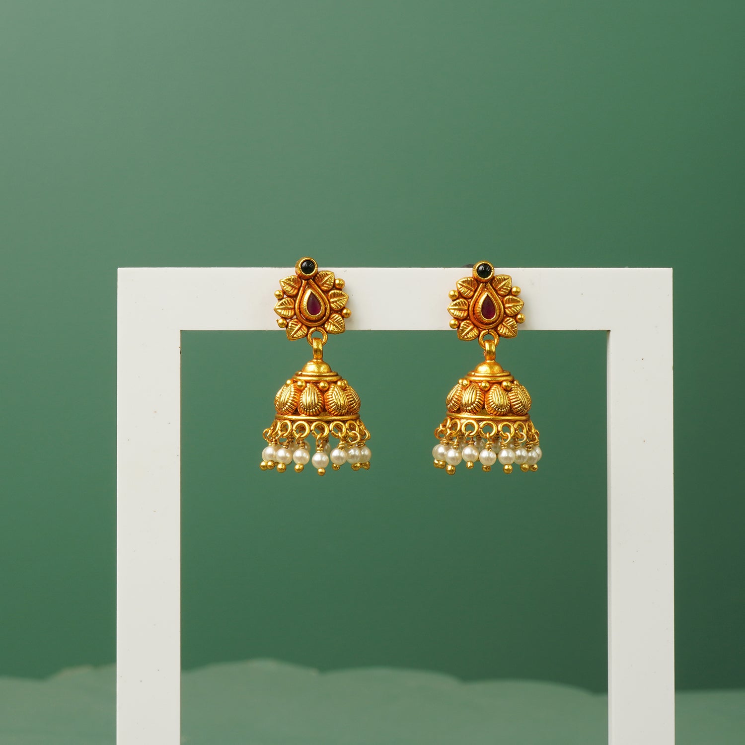 Gold Plated 925 Silver Jhumkas Online Gheru Finish Design
