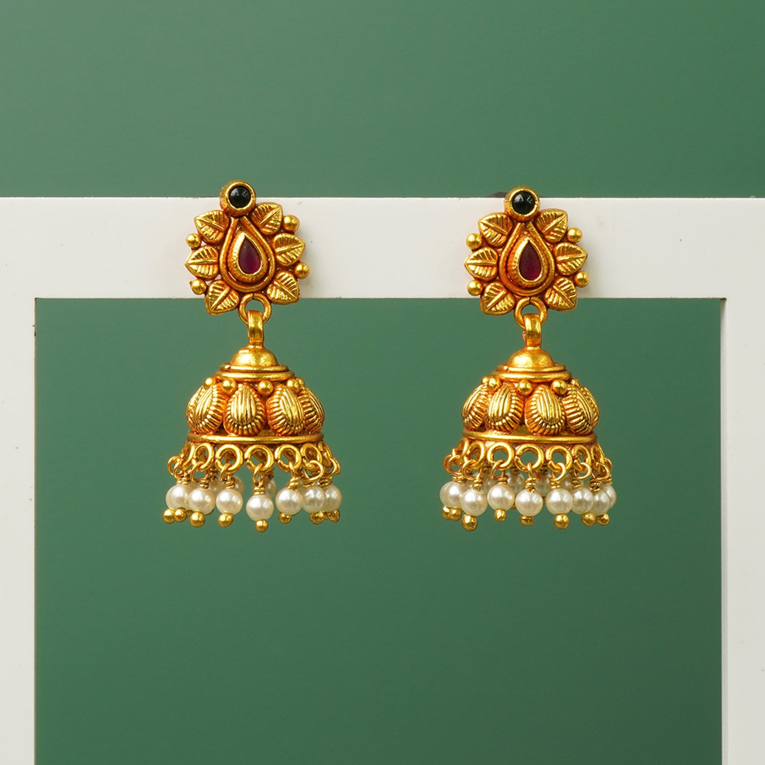 Gold Plated 925 Silver Jhumkas Online Gheru Finish Design