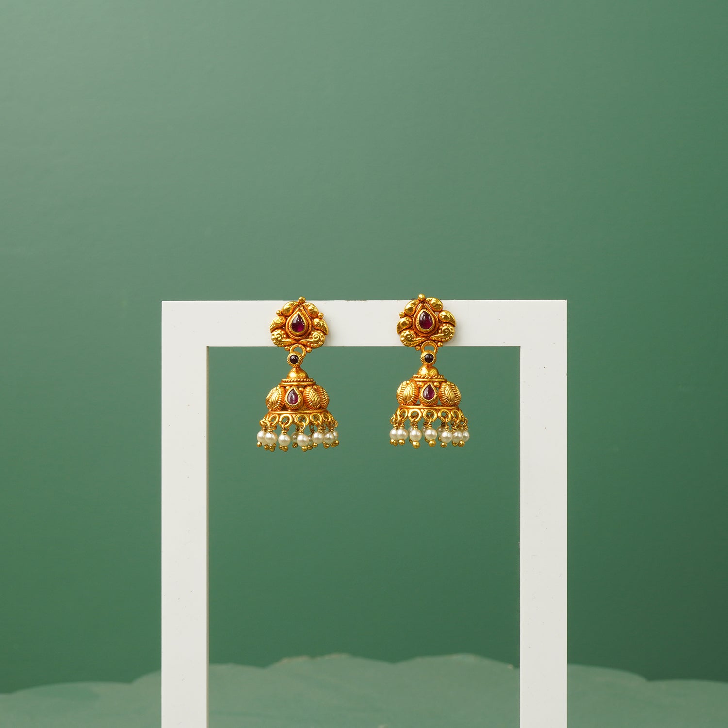 Gold Plated 925 Silver Jhumkas Design with Pearls
