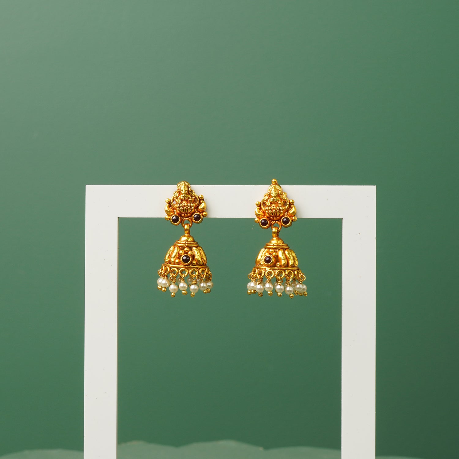 Pure 925 Silver Gold Plated Laxmi Jhumkas Designs Online