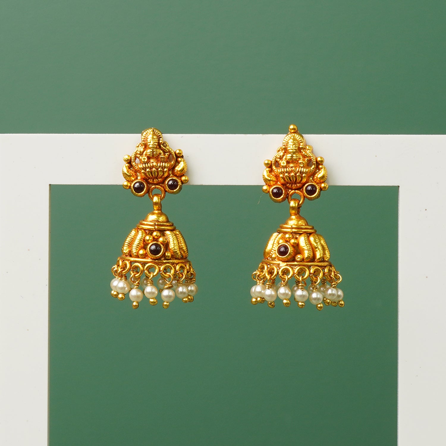 Pure 925 Silver Gold Plated Laxmi Jhumkas Designs Online