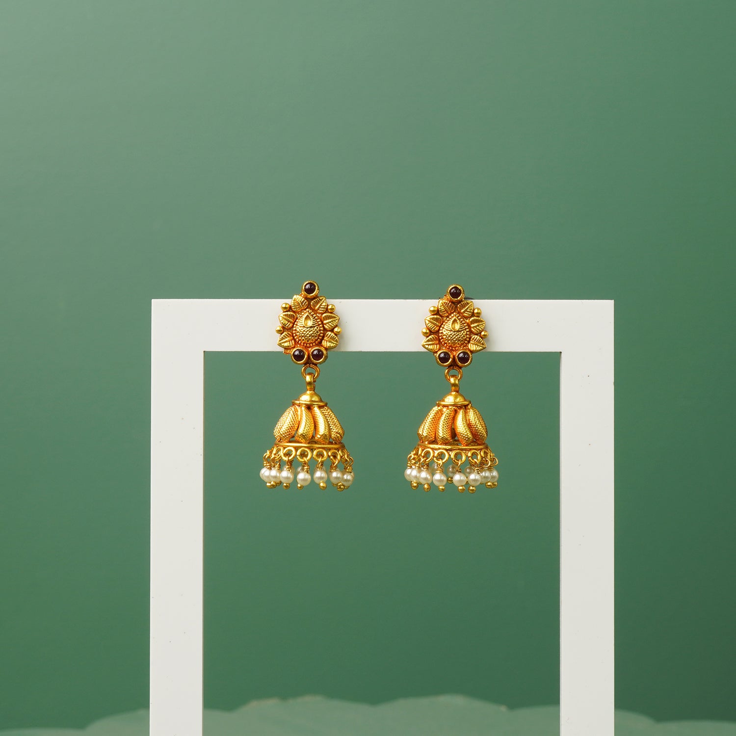 Pure 925 Silver Gold Plated Temple Jhumkas Designs In India