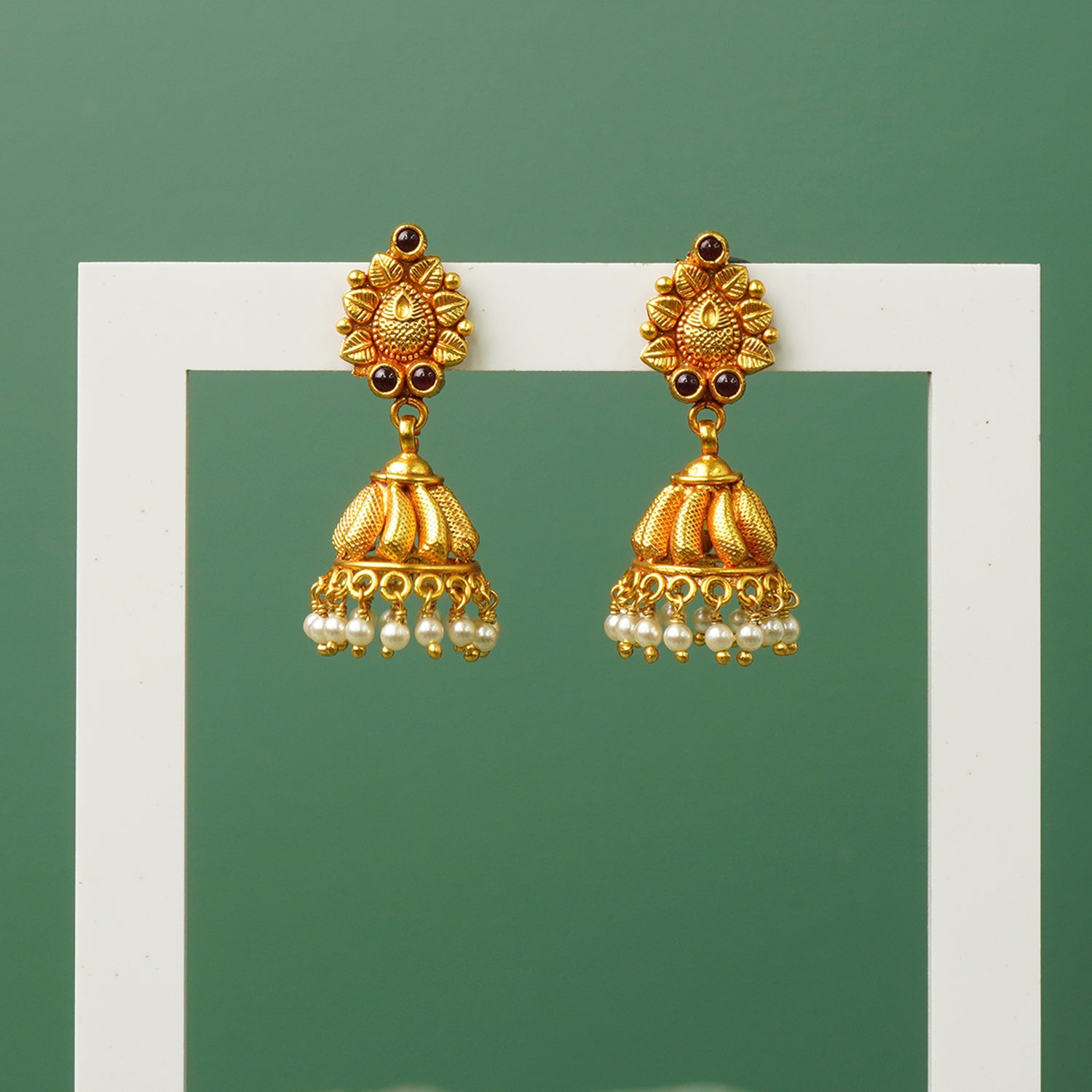 Pure 925 Silver Gold Plated Temple Jhumkas Designs In India