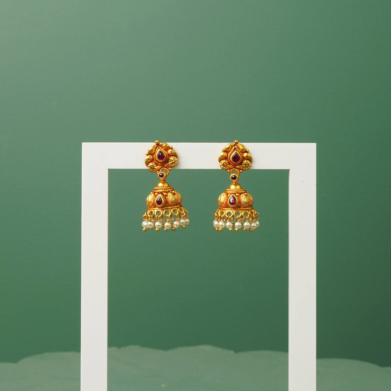 Pure 925 Silver Gold Plated Temple Jhumkas Designs Online