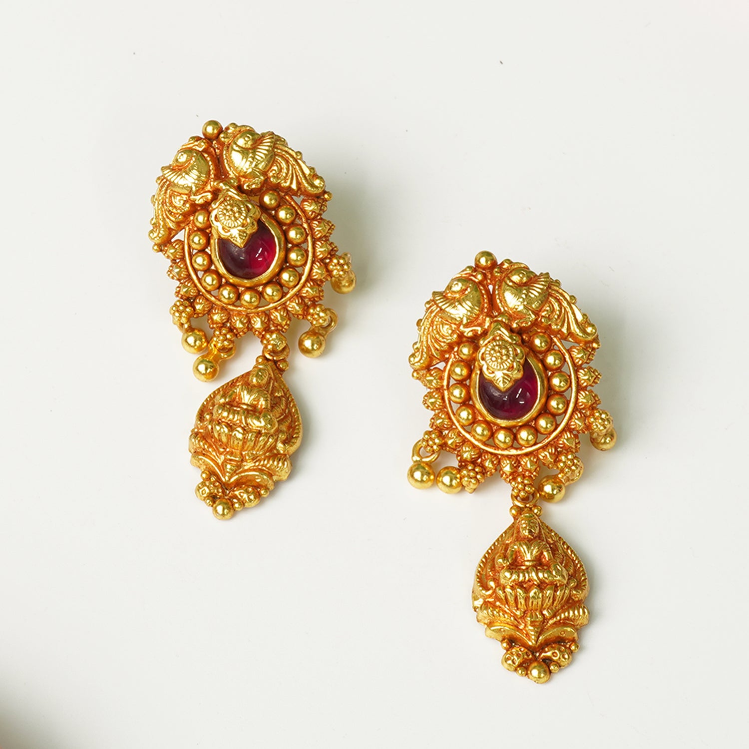 Gold Plated Gheru Finish Silver Peacock Latkans