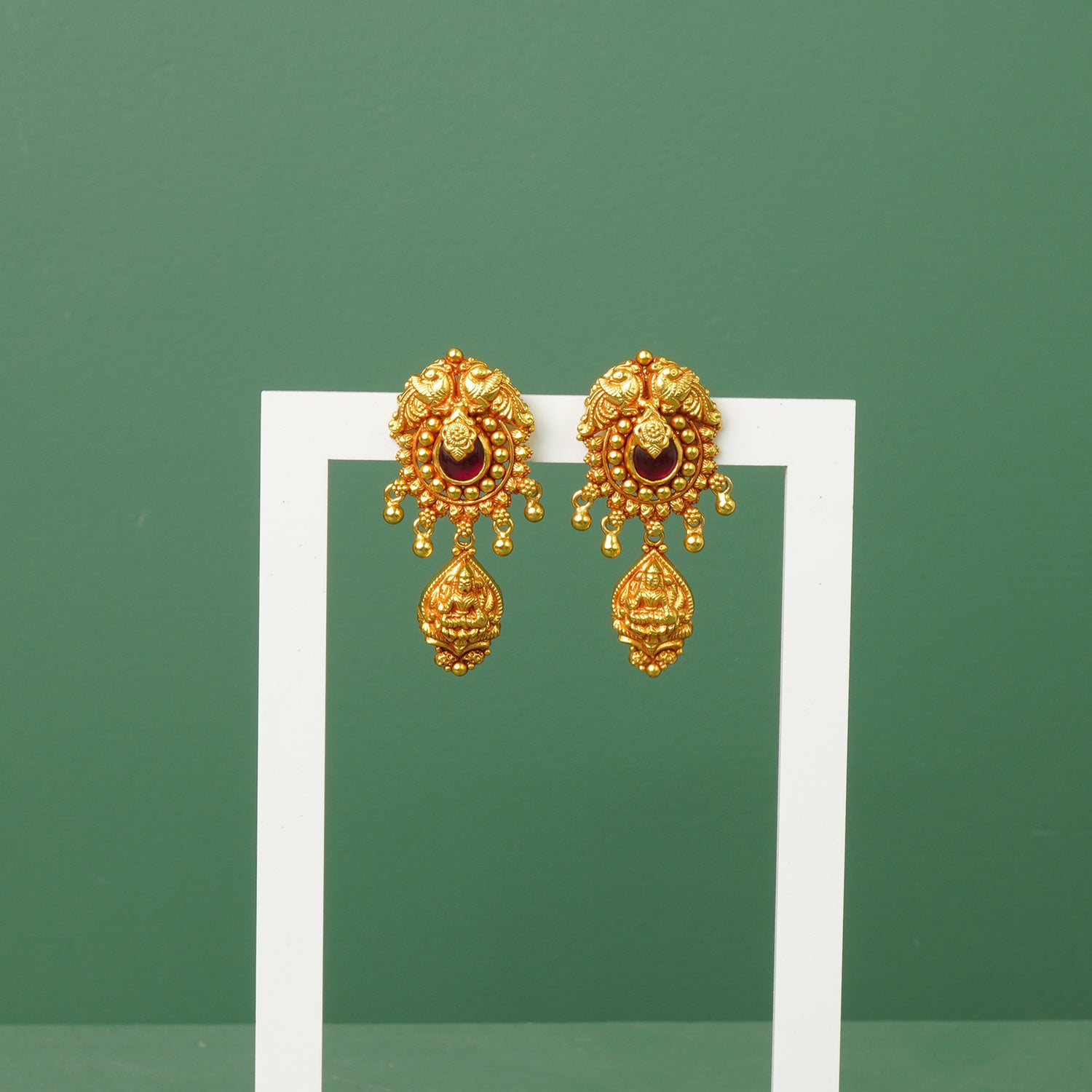 Gold Plated Gheru Finish Silver Peacock Latkans