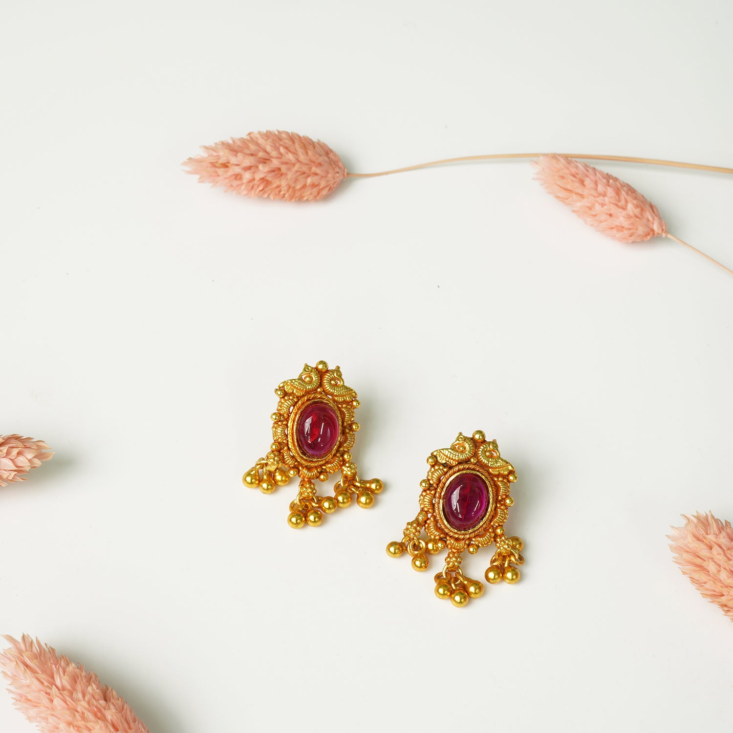 Gold Plated Gheru Finish Silver Peacock Kemp