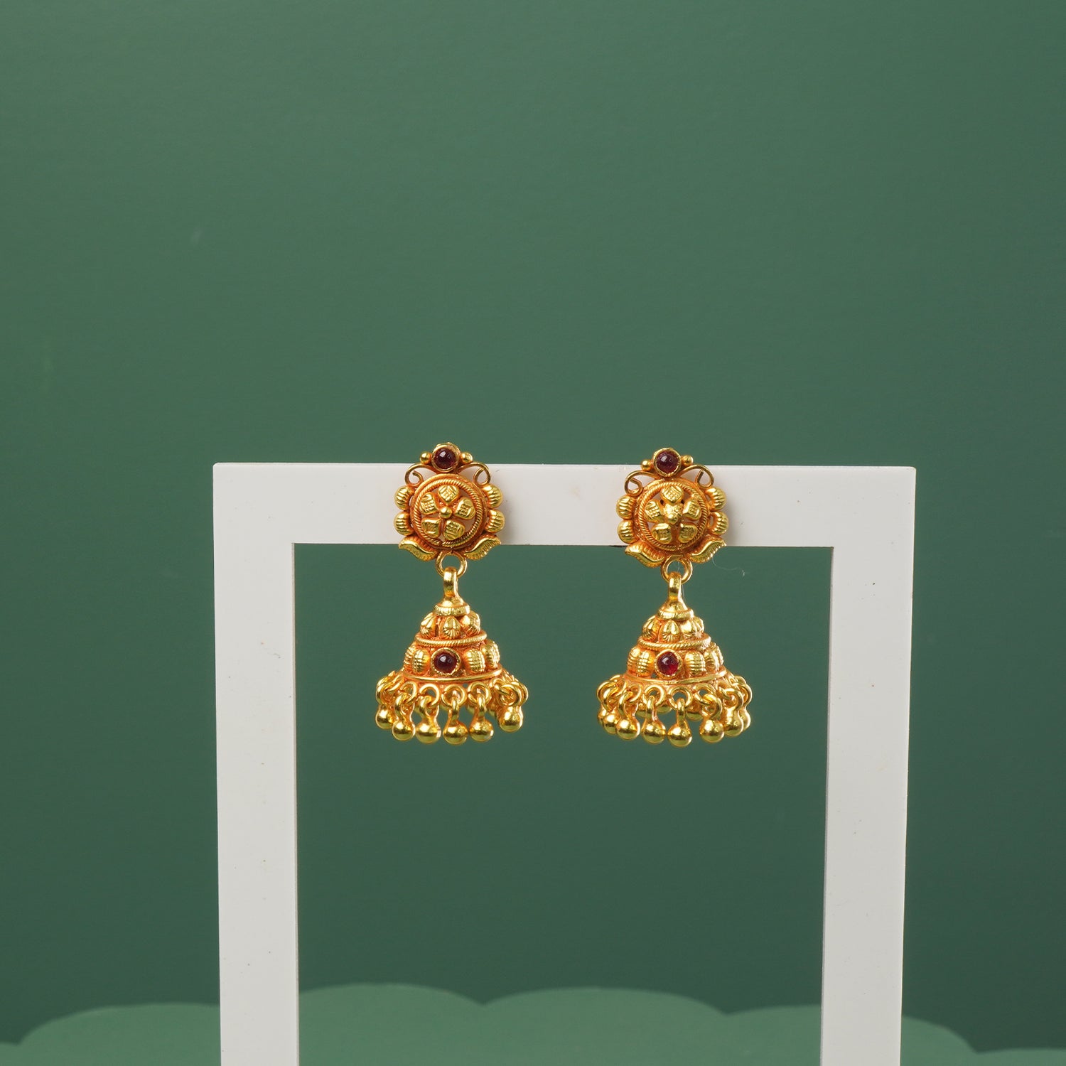 Pure 925 Silver Gheru Gold Plated Jhumka