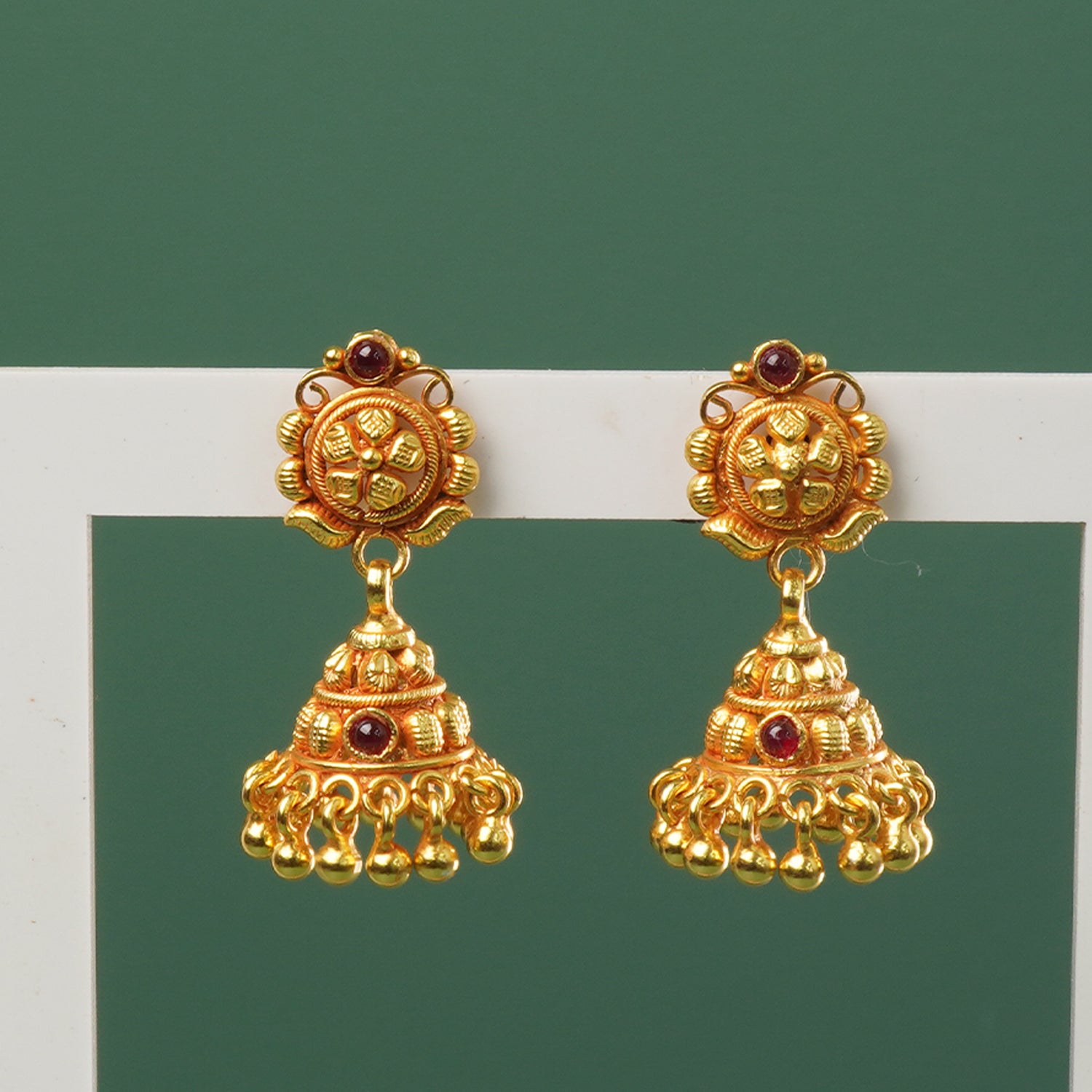Pure 925 Silver Gheru Gold Plated Jhumka