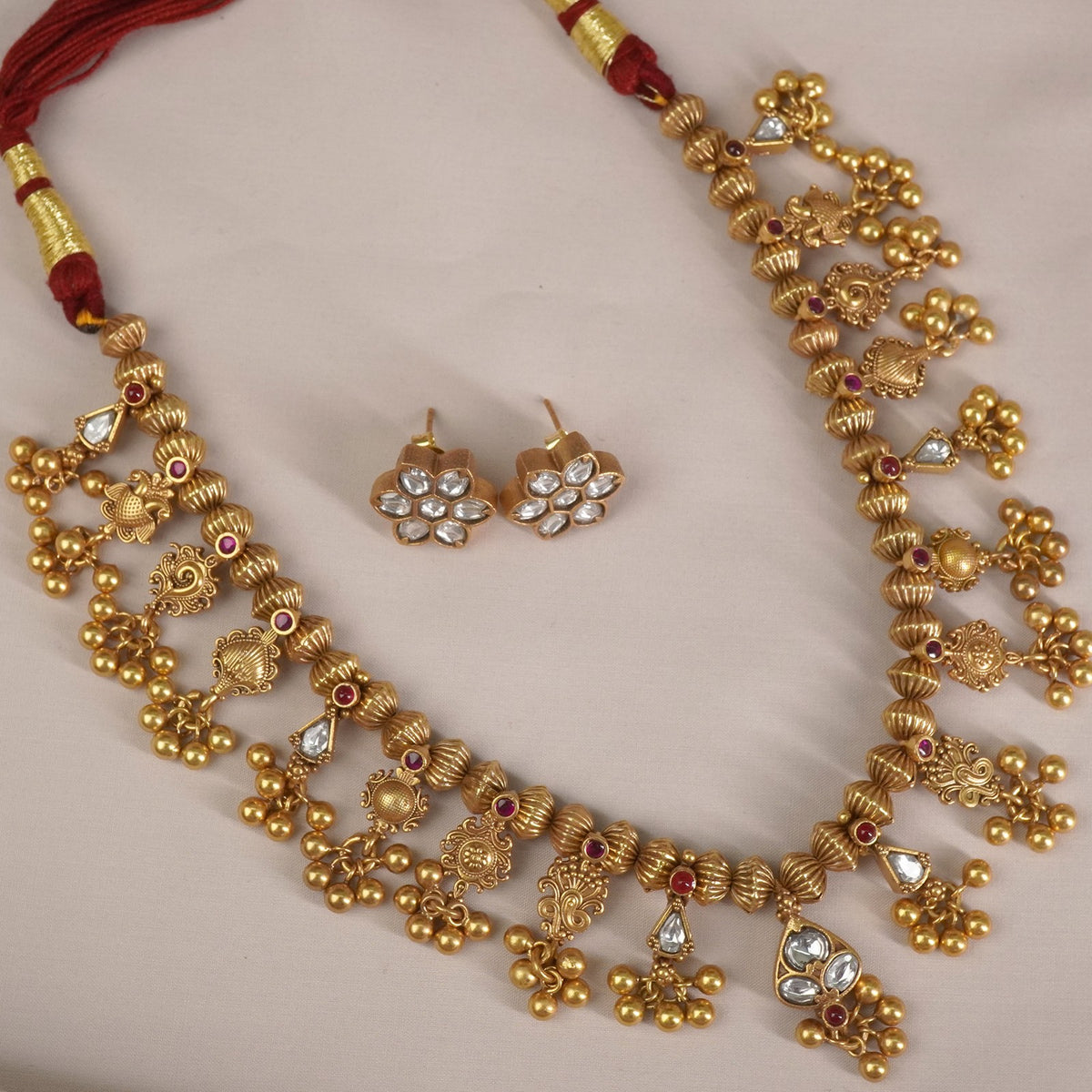 Gold Plated Fusion Kolhapuri Saaj With Earrings