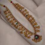 Gold Plated Maharashtrian Silver Kolhapuri Saaj with Jadau Kundan pendant