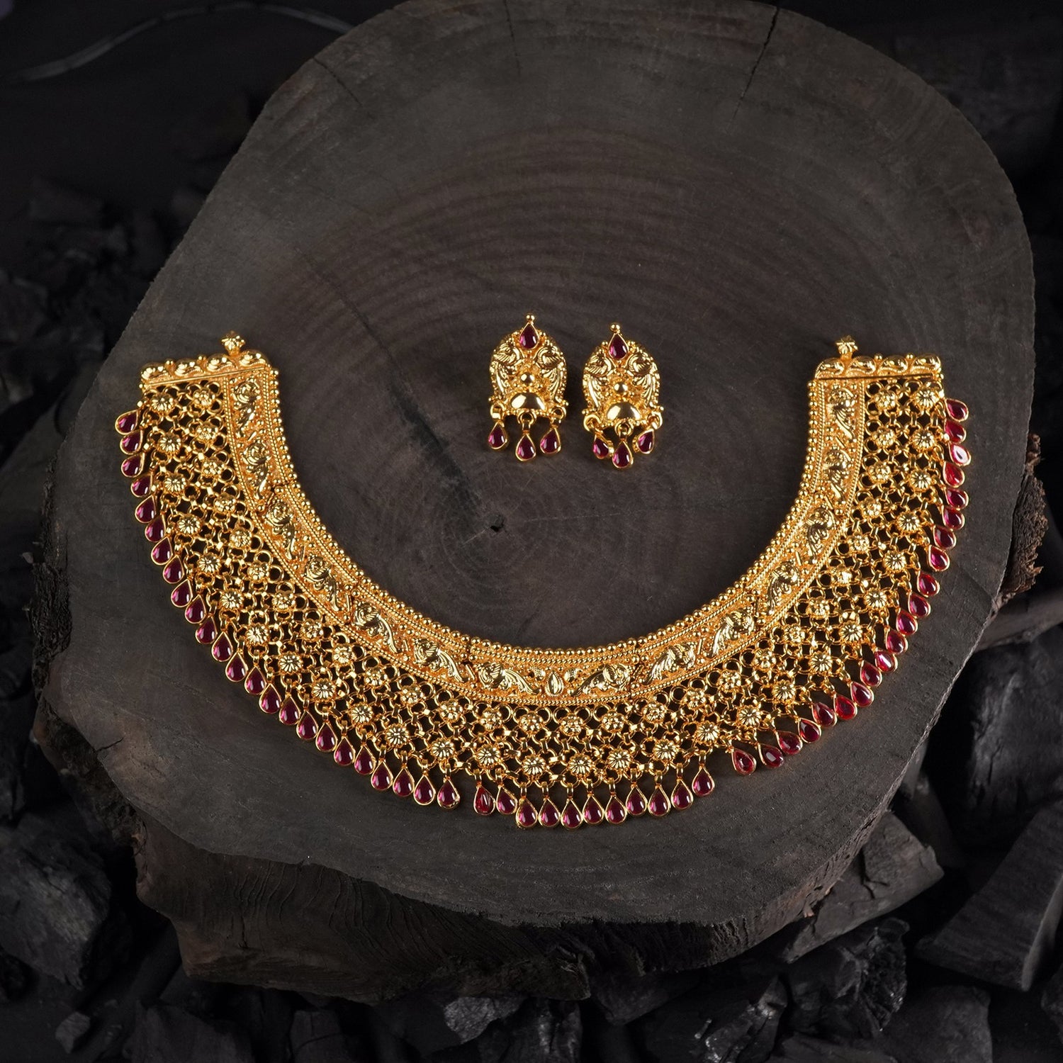 gold plated silver laffa chattai necklace