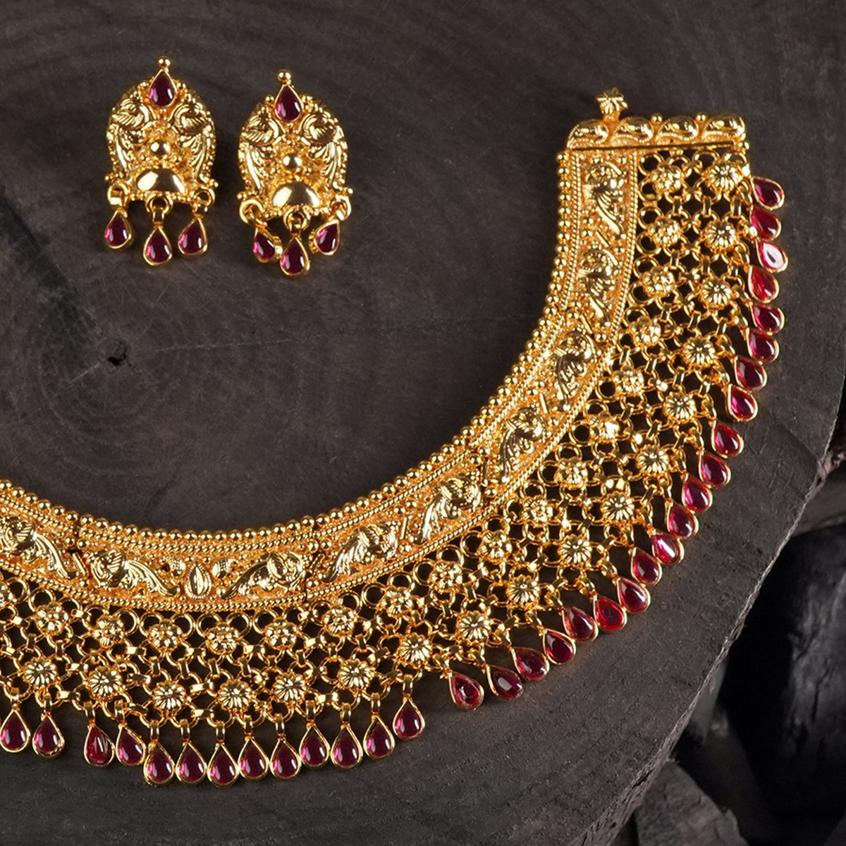 gold plated silver laffa chattai necklace