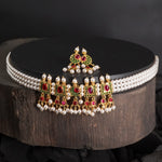 silver gold plated chinchpeti pearl necklace