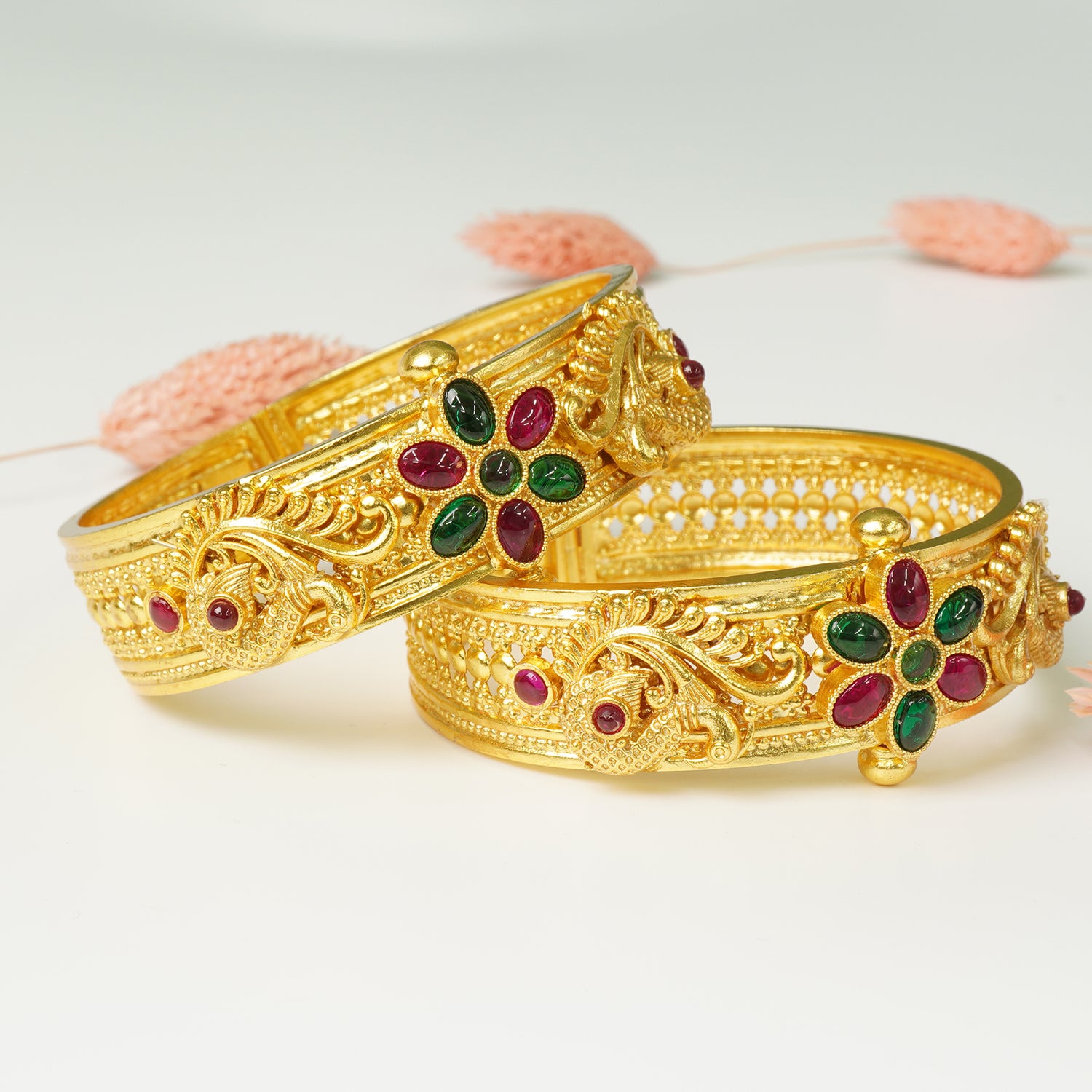 Pure 925 Silver Gold Plated Nakashi Bangles