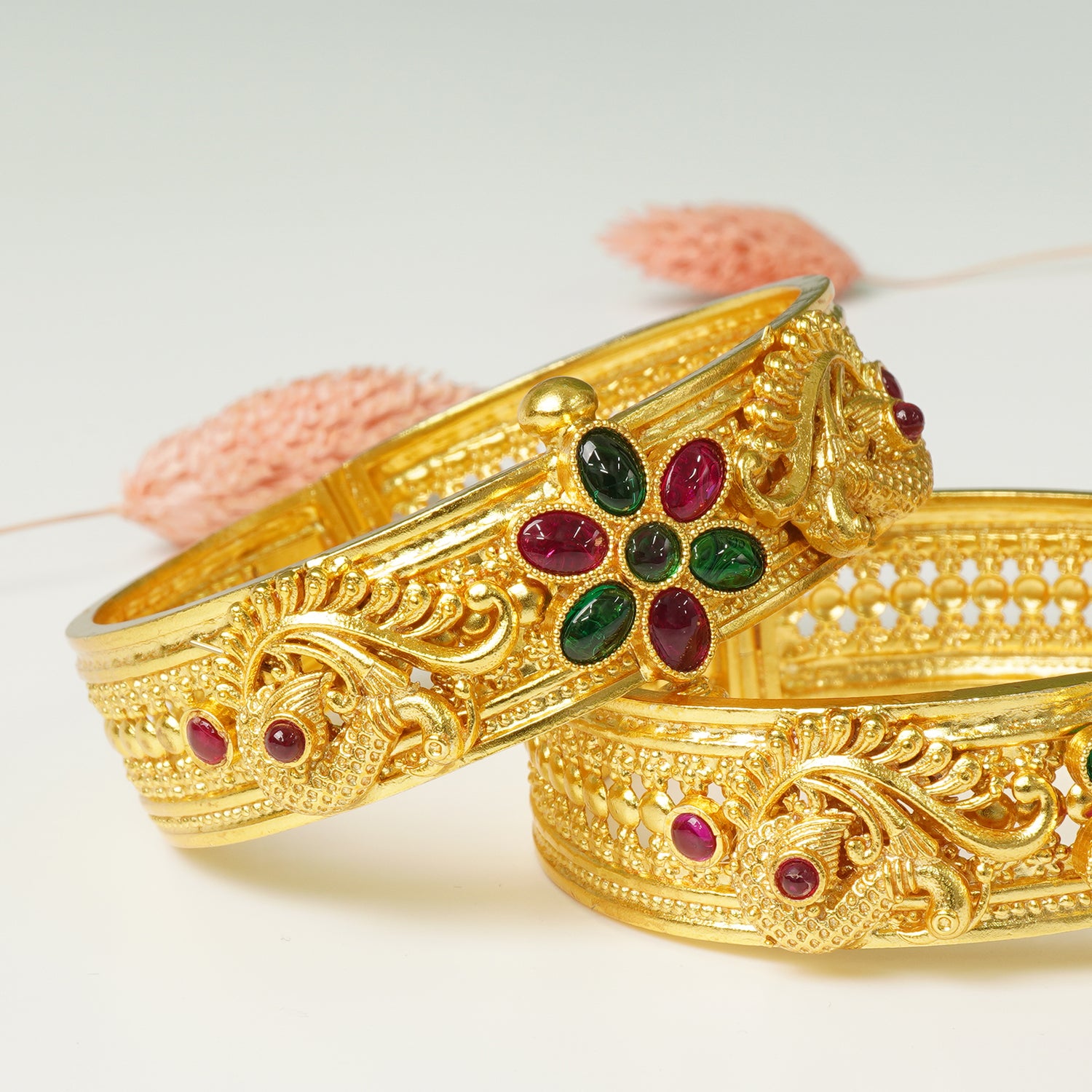Pure 925 Silver Gold Plated Nakashi Bangles