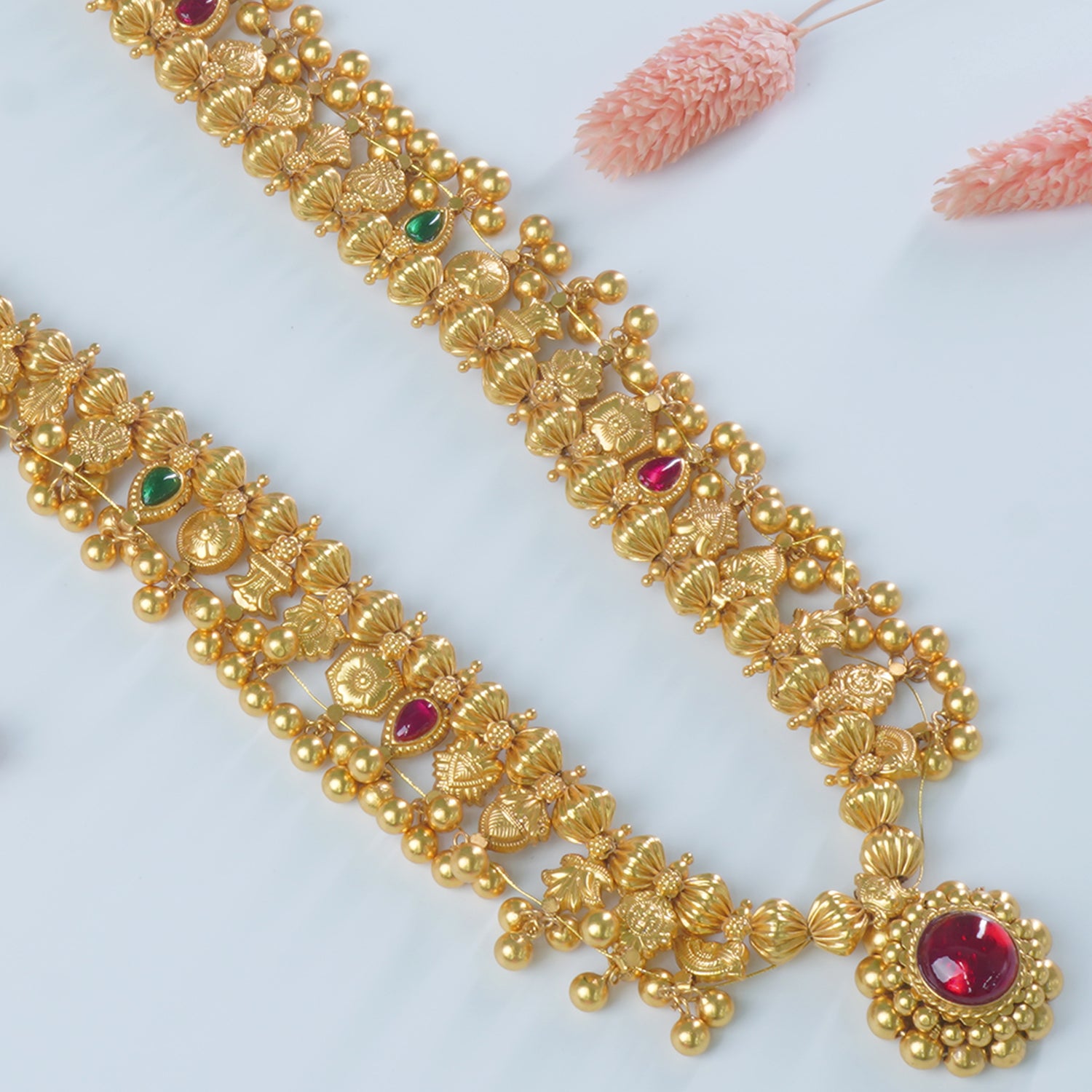 Shop Gold Plated Traditional 92.5 Silver Kolhapuri Saaj Design Online