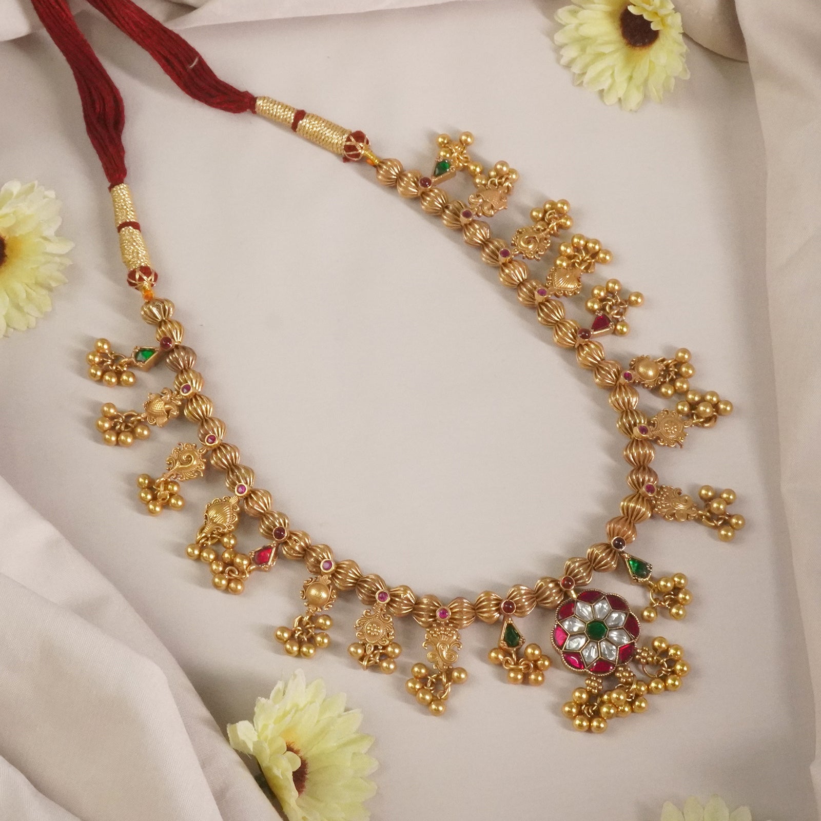 handmade 92.5 silver kolhapuri saaj necklace design