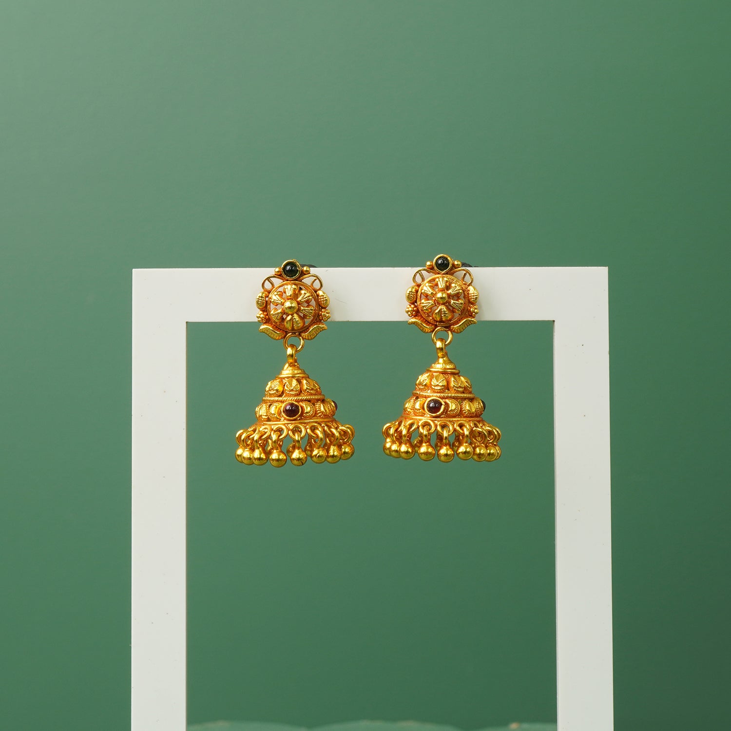Gold Plated 925 Silver Jhumkas Online Gheru Finish Design