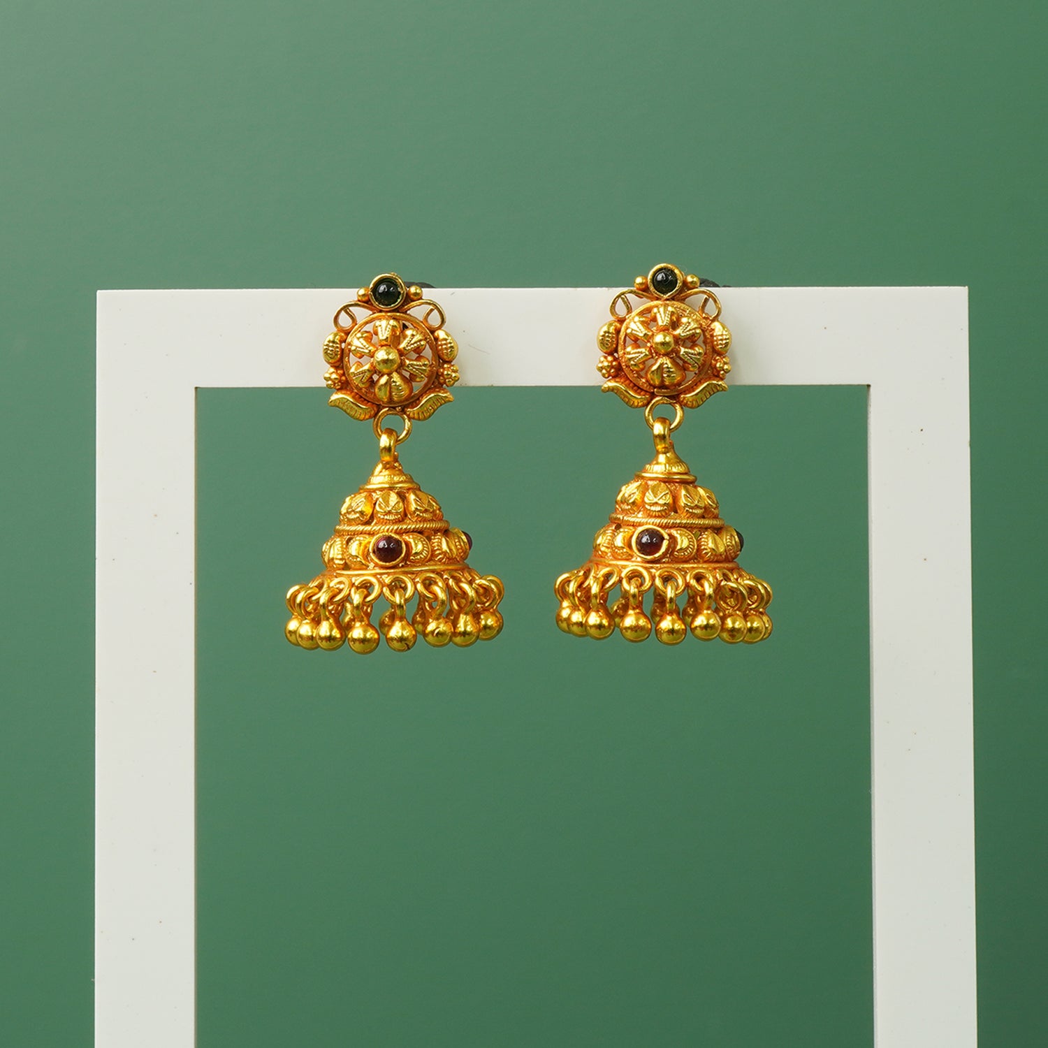 Gold Plated 925 Silver Jhumkas Online Gheru Finish Design