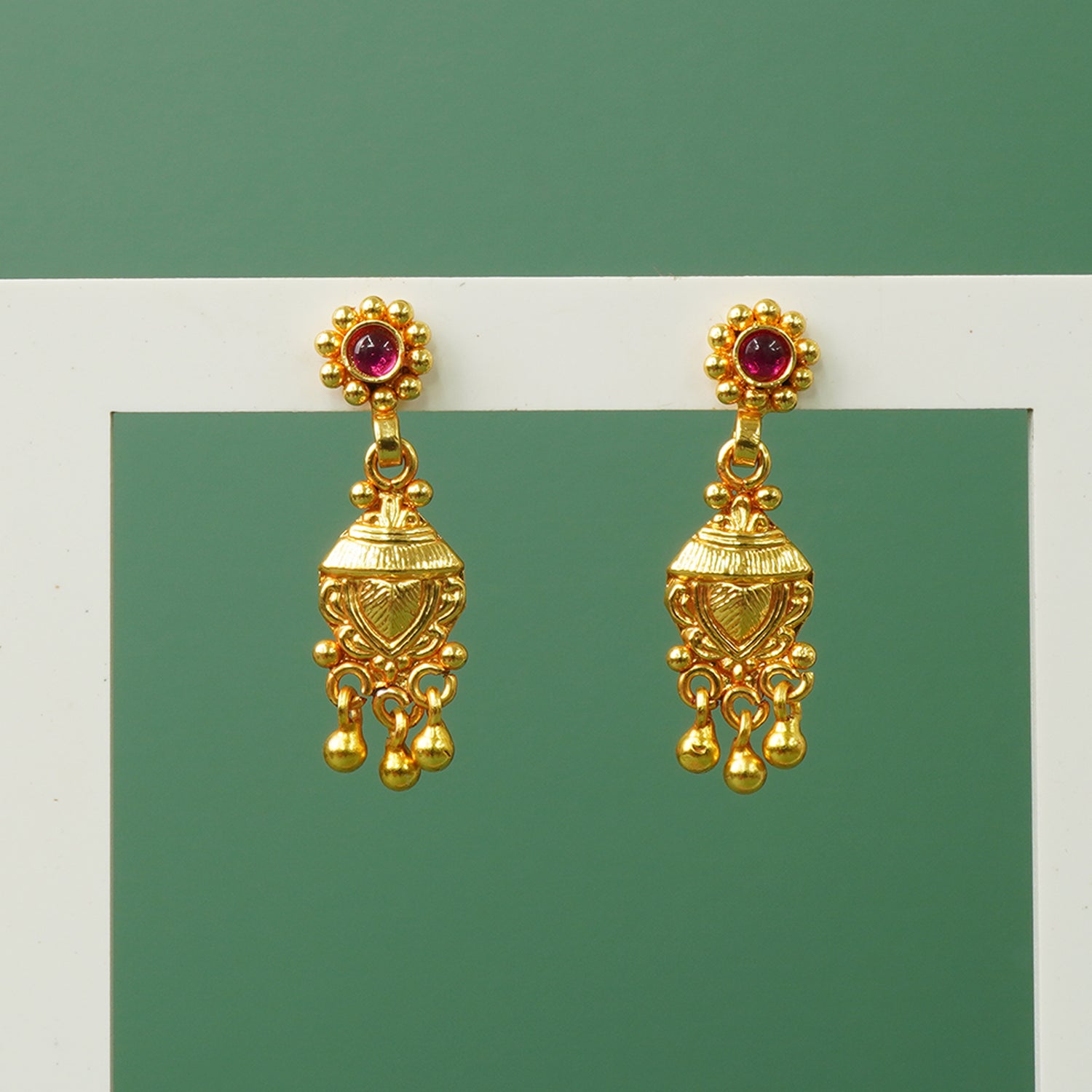 Buy Pure 925 Silver Gold Plated Saaj Paan Zhunka Earrings Online