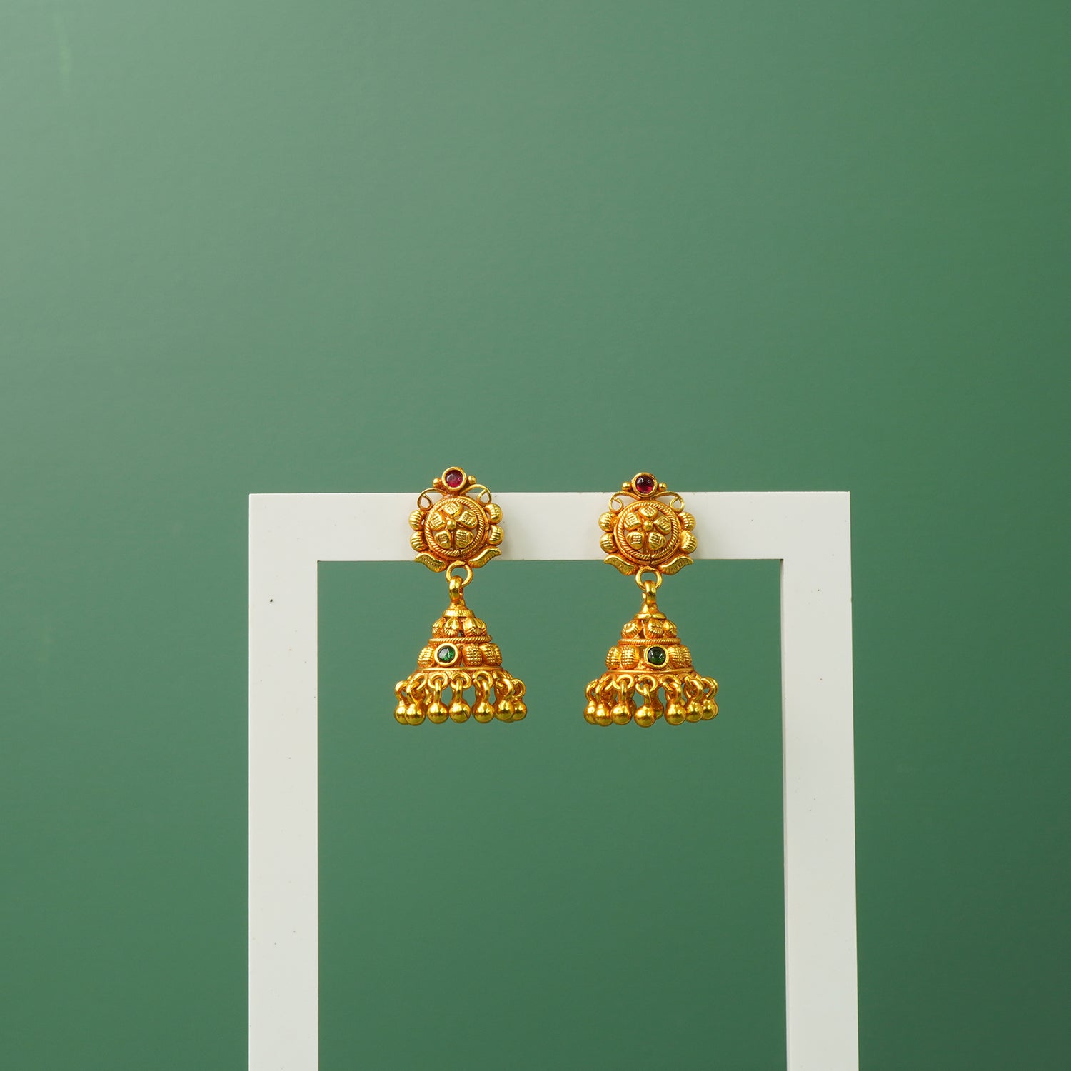 Pure 925 Silver Gold Plated Temple Jhumkas Designs In India