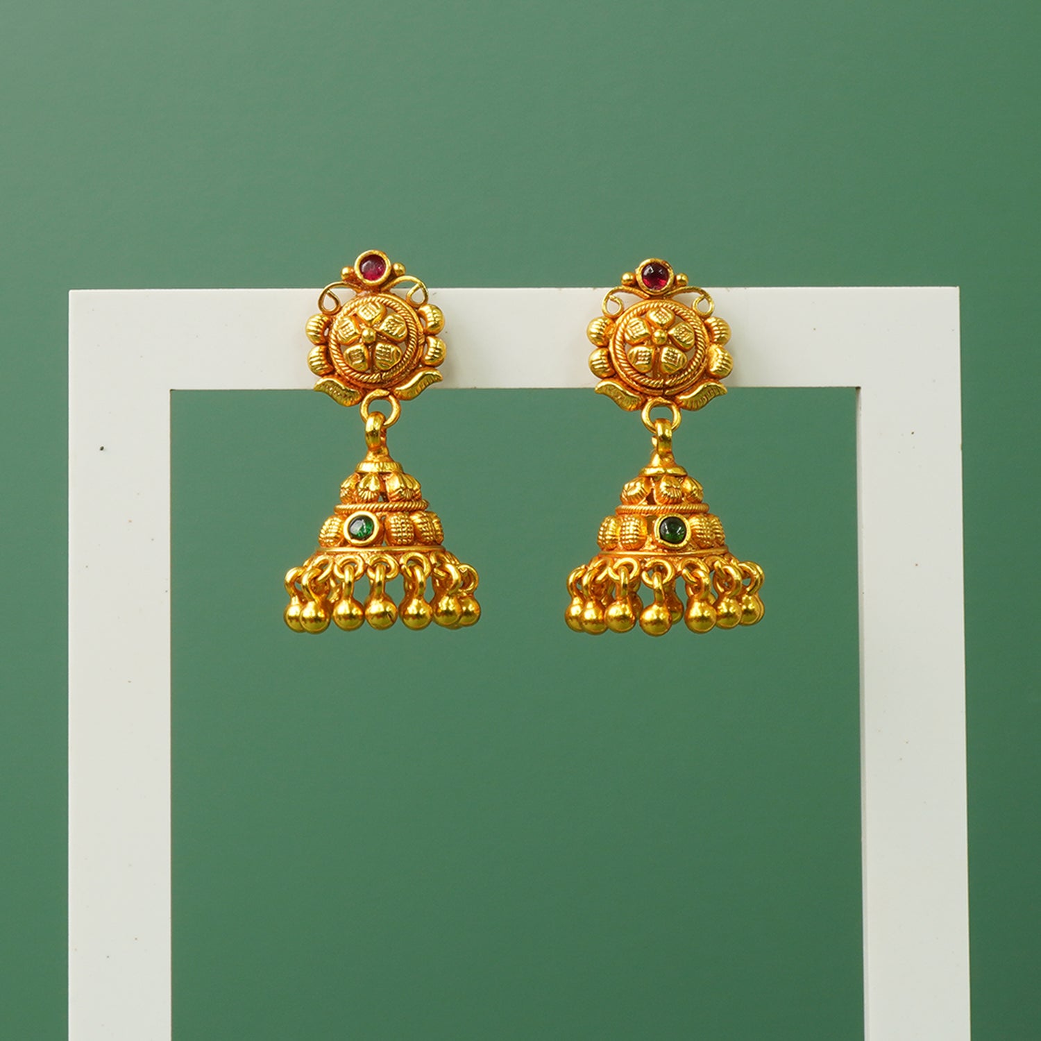 Pure 925 Silver Gold Plated Temple Jhumkas Designs In India