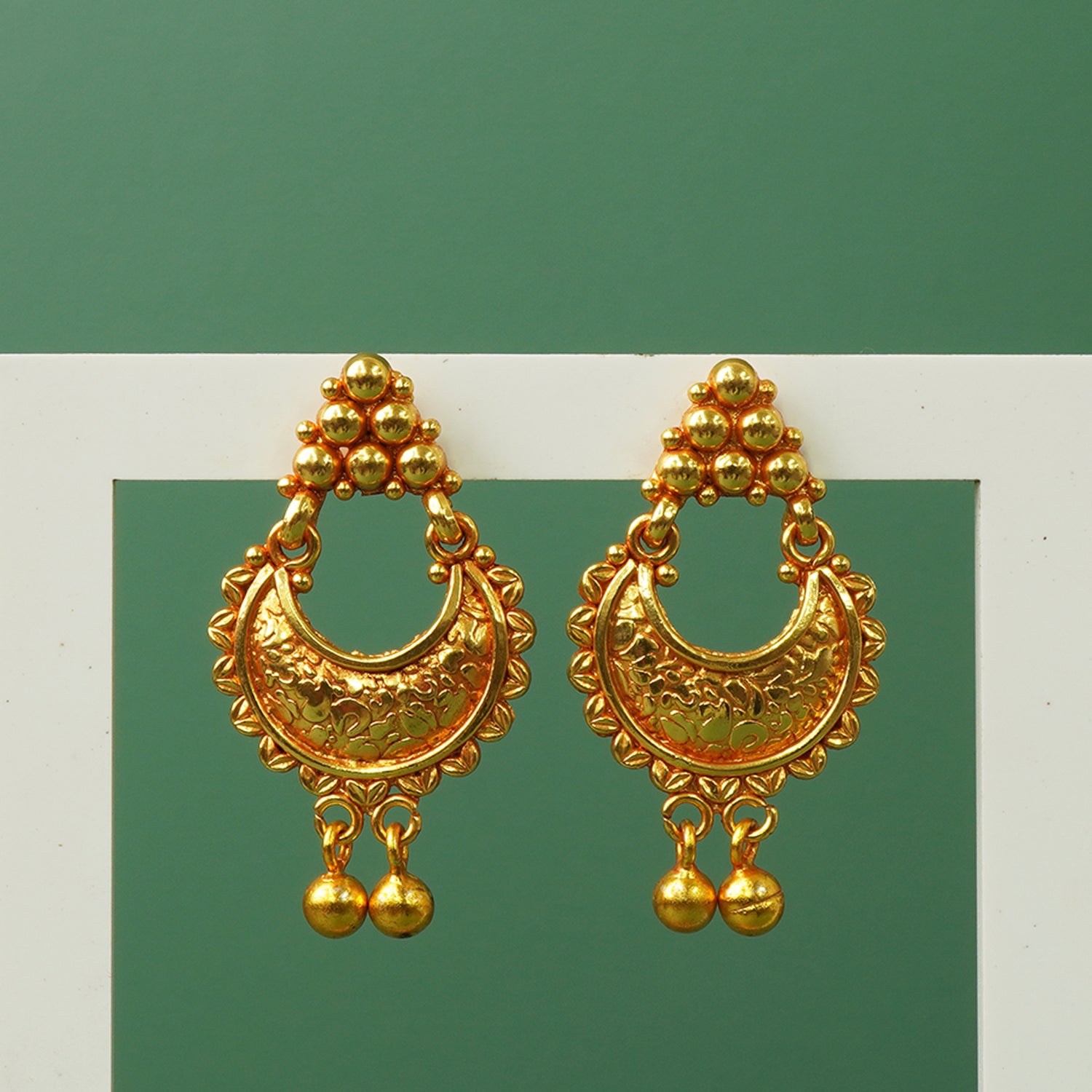 Gold Plated Pure 925 Silver Chandbali Jhumka