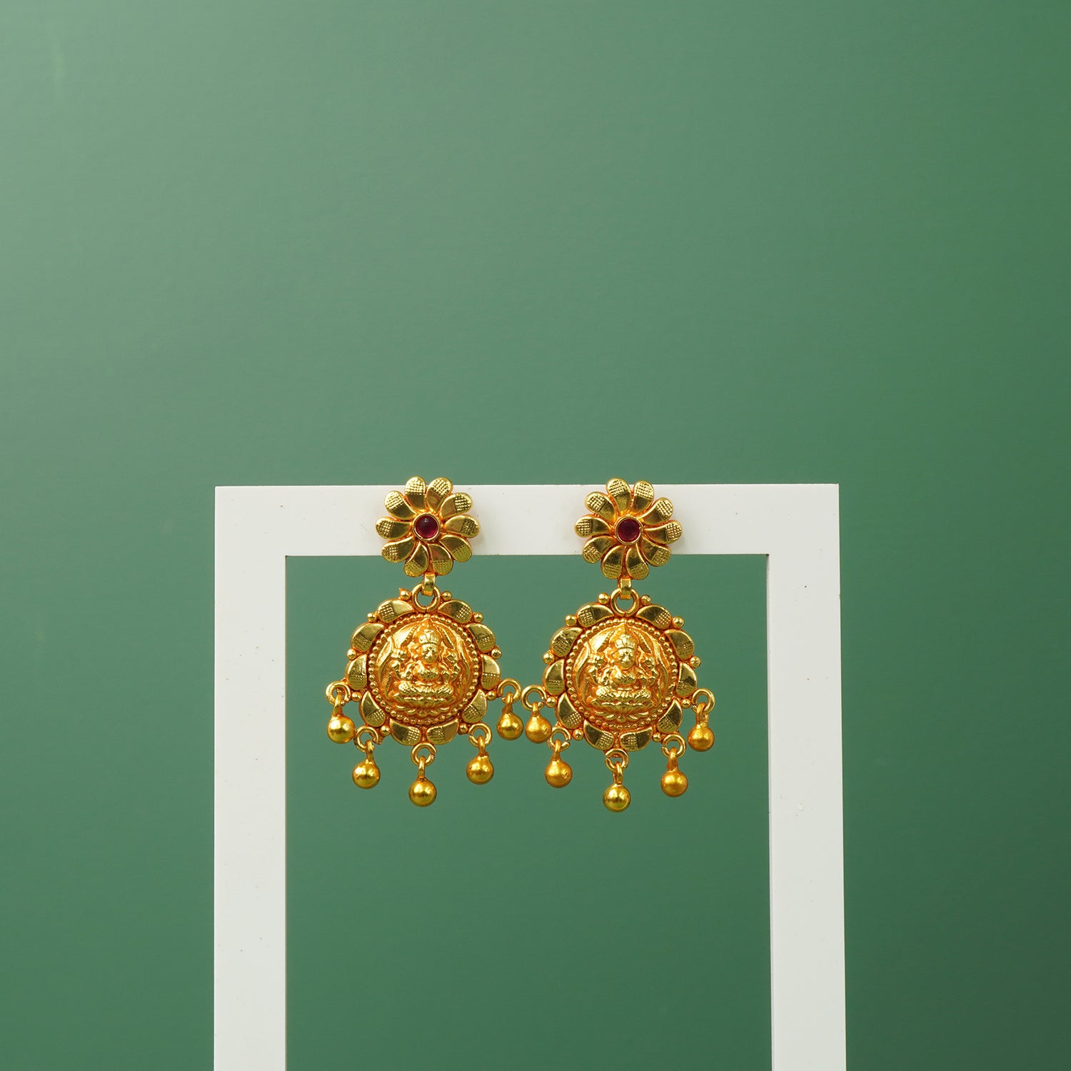 Gold Plated Pure 925 Silver Laxmi Jhumka