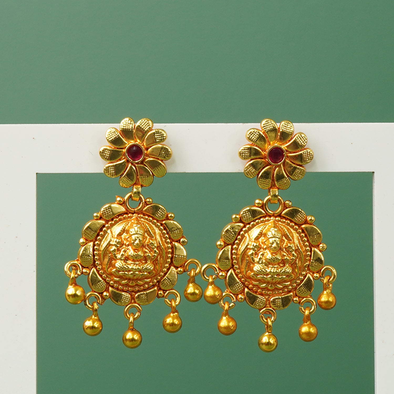 Gold Plated Pure 925 Silver Laxmi Jhumka