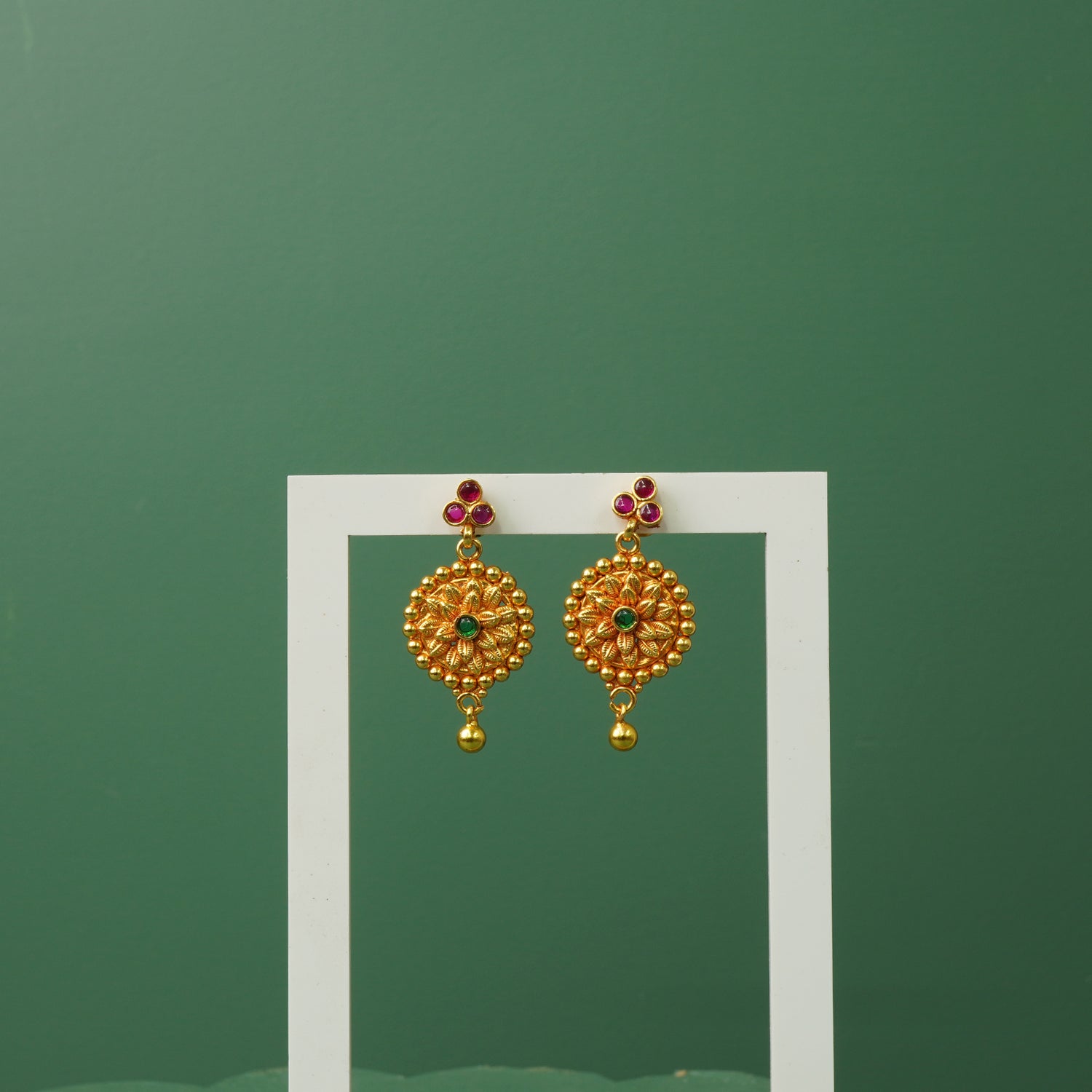 Pure Silver Temple Jhumkas with Gheru Gold Plating