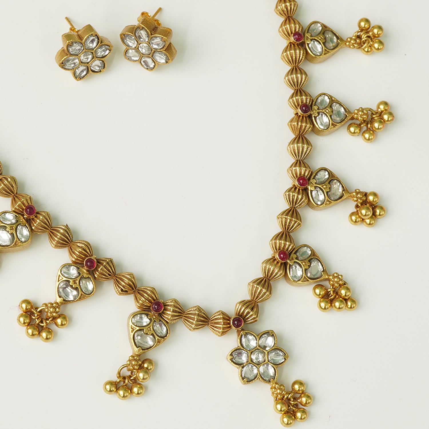 Unique Antique Gold Plated Silver Kolhapuri Saaj With Kundan Pieces And Ghungroos