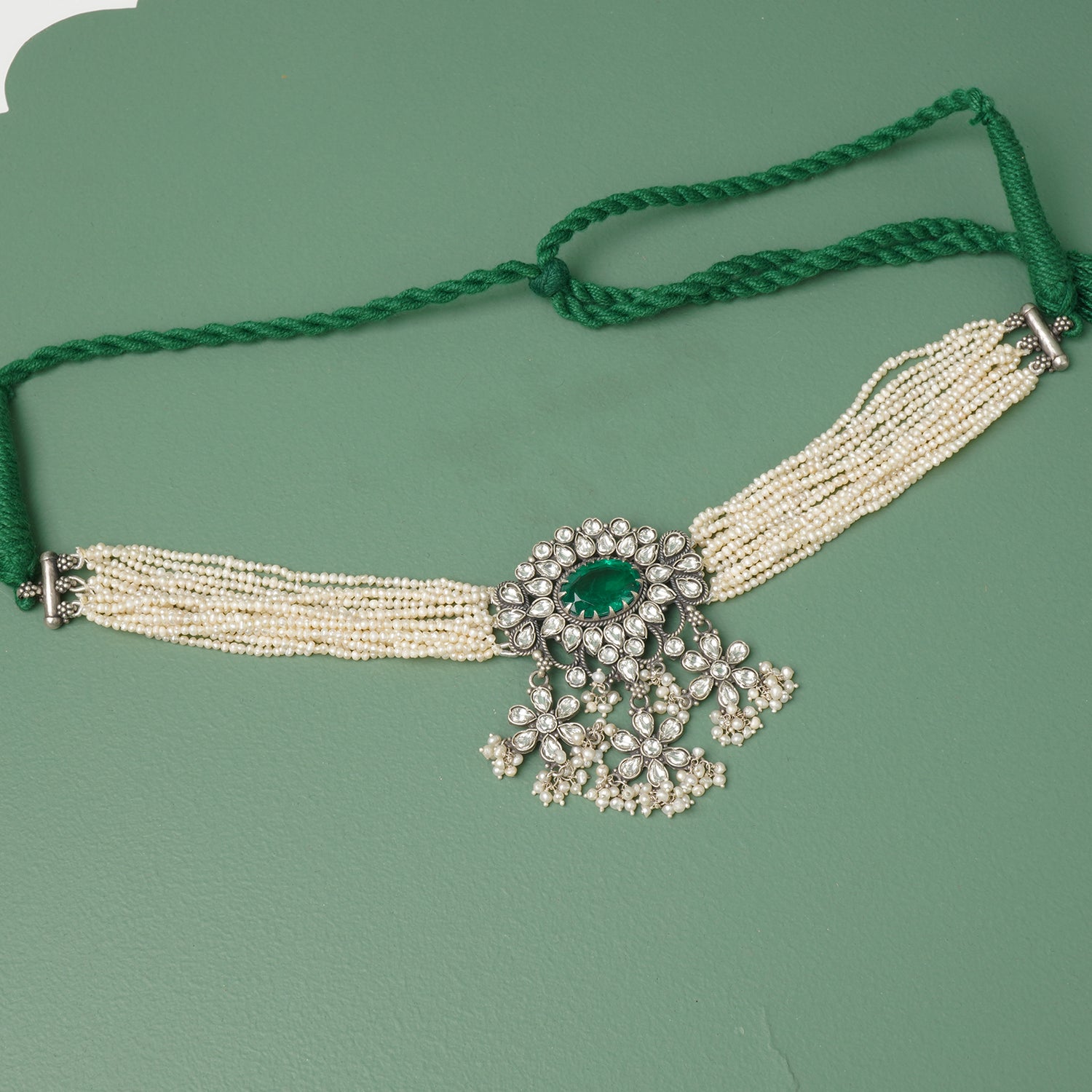 Kundan Pearl Choker With Earrings