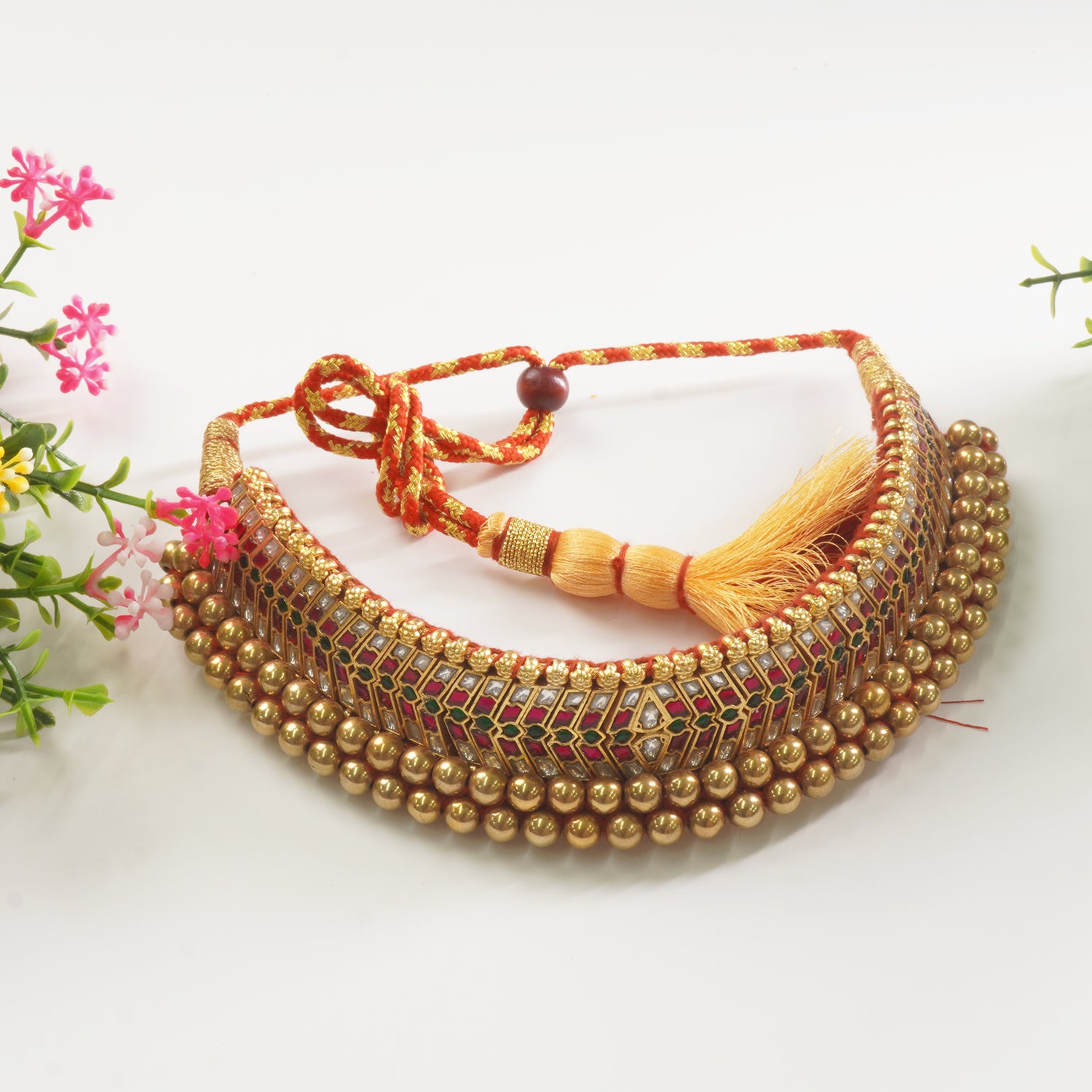 24k Gold Plated Kundan W Peti Kolhapuri Thushi