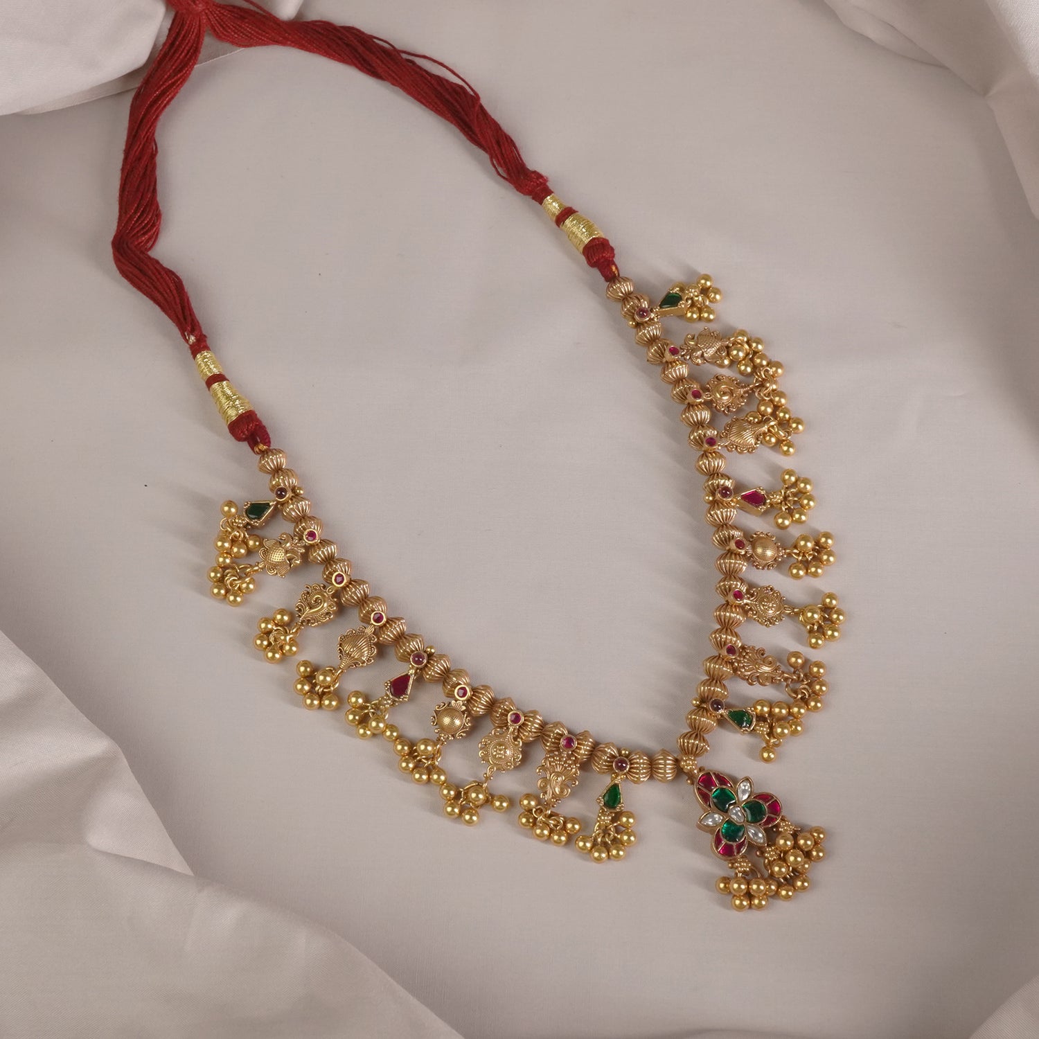 Gold Plated Silver Kolhapuri Saaj with Kundan pendant