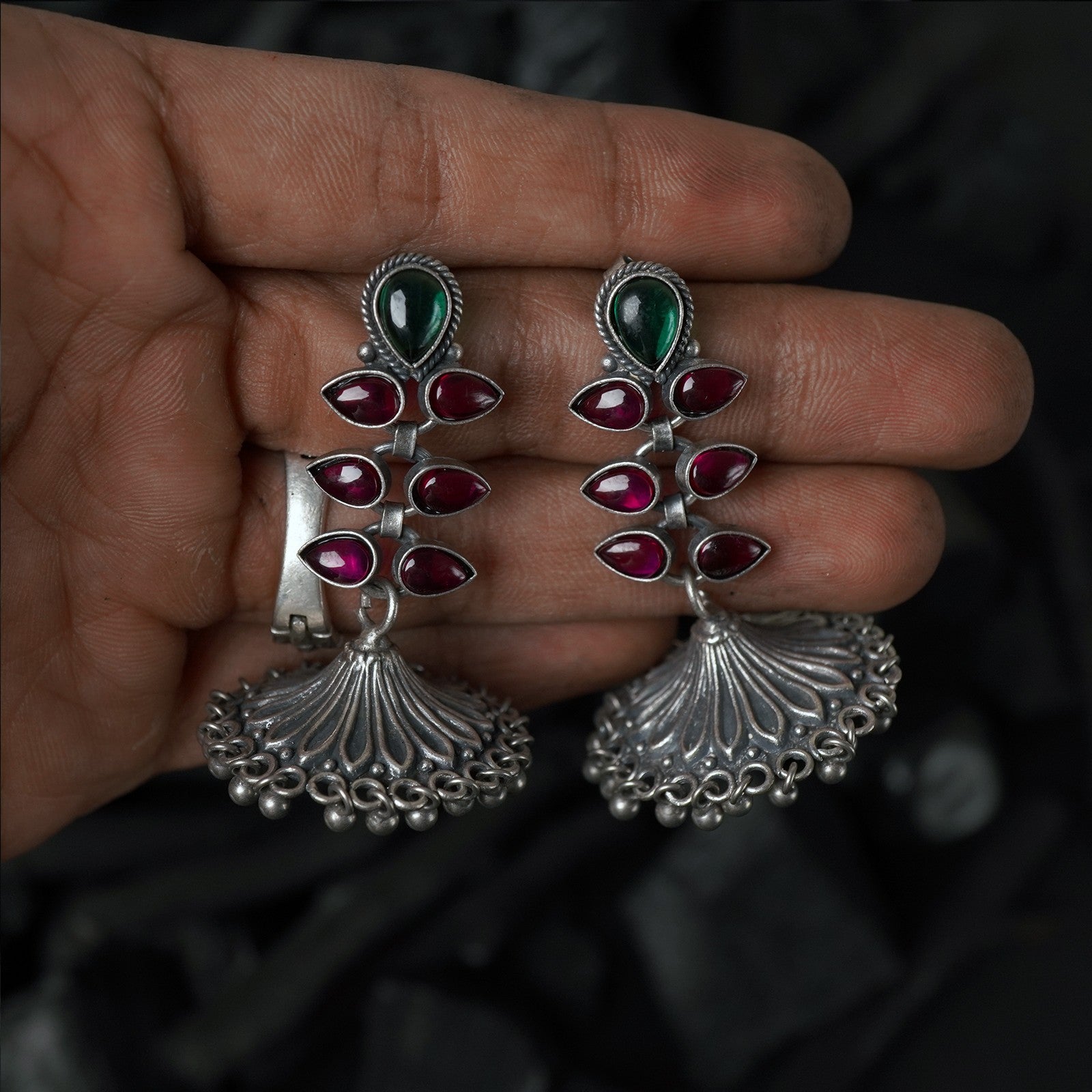 silver laffa jhumki